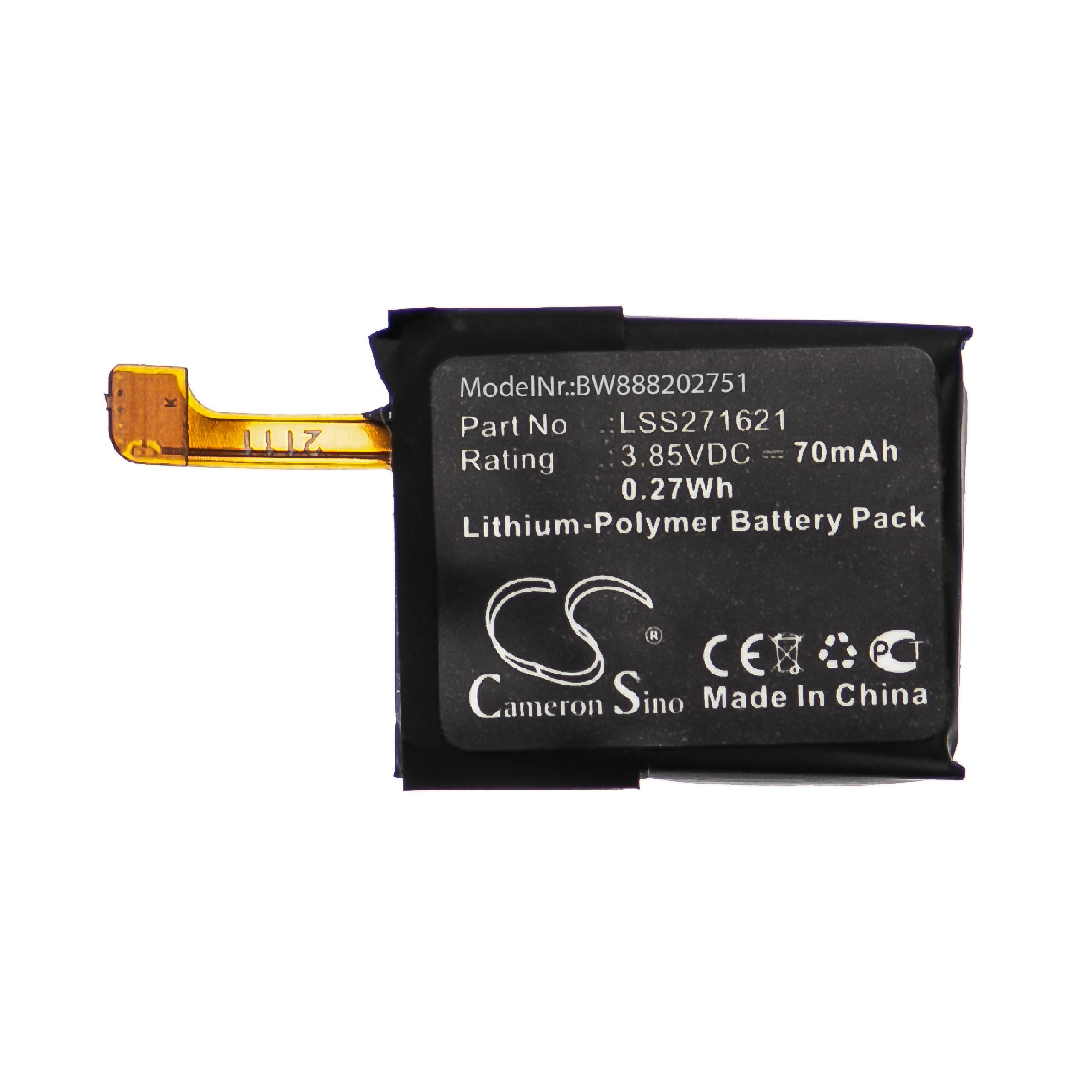 Batterie remplace Fitbit LSS271621 pour montre connectée - 70mAh 3,85V Li-polymère