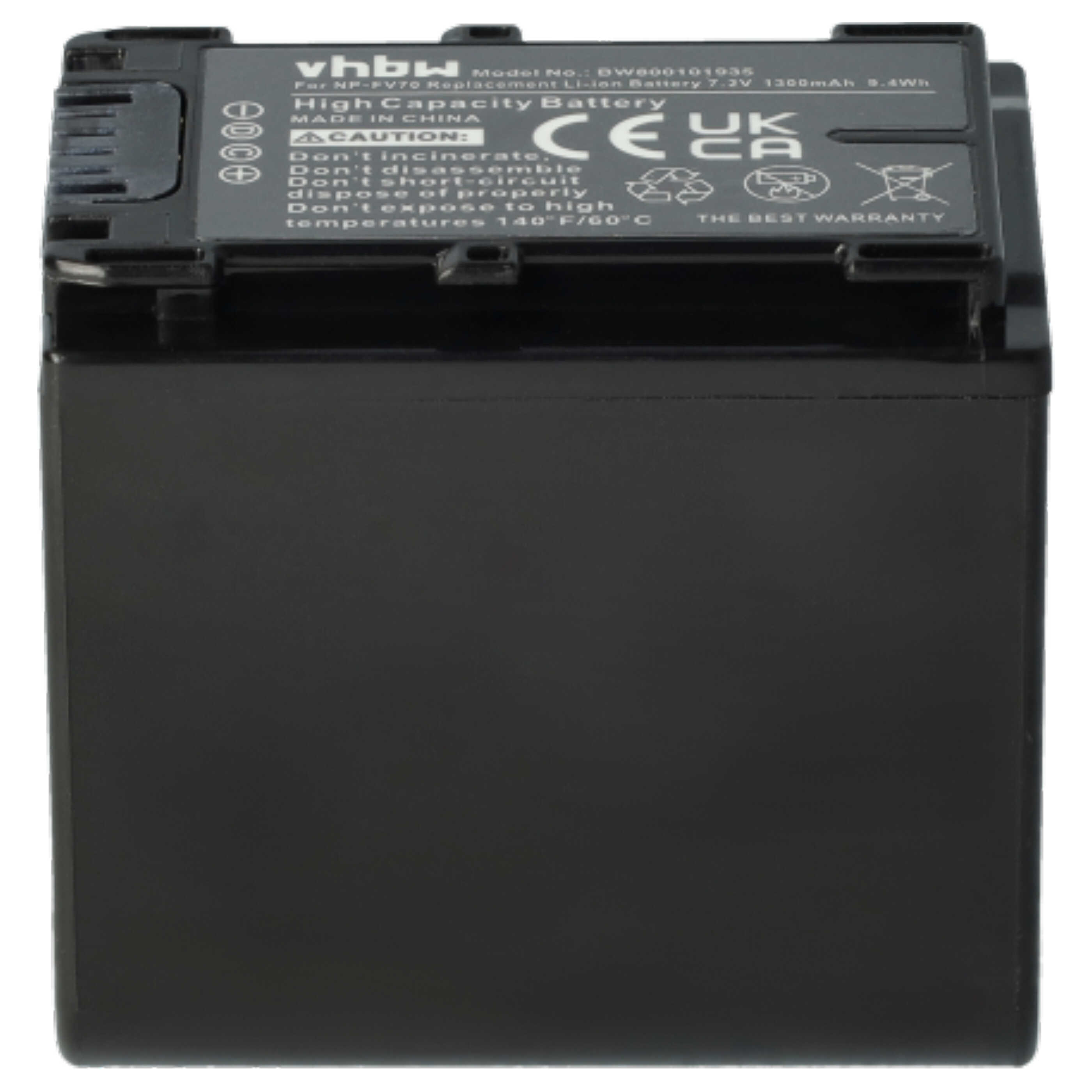 Videocamera 3x Battery replaces Sony NP-FV40, NP-FV50, NP-FV100, NP-FV60, NP-FV30 - 1300 mAh 7.2 V Li-Ion