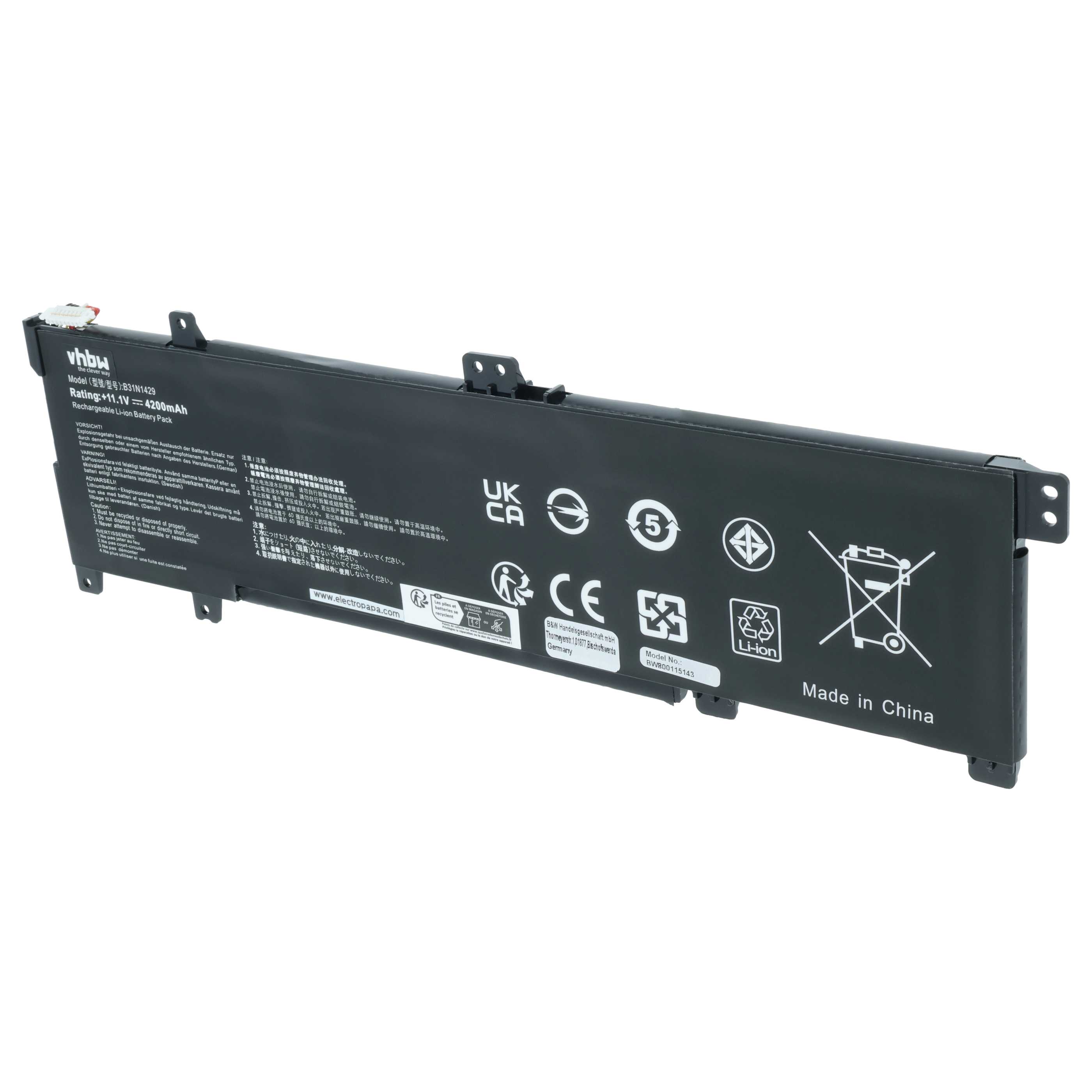 Akumulator do laptopa zamiennik Asus 0B200-01460000, B31N1429, 0B200-01460100 - 4200 mAh 11,1 V LiPo, czarny