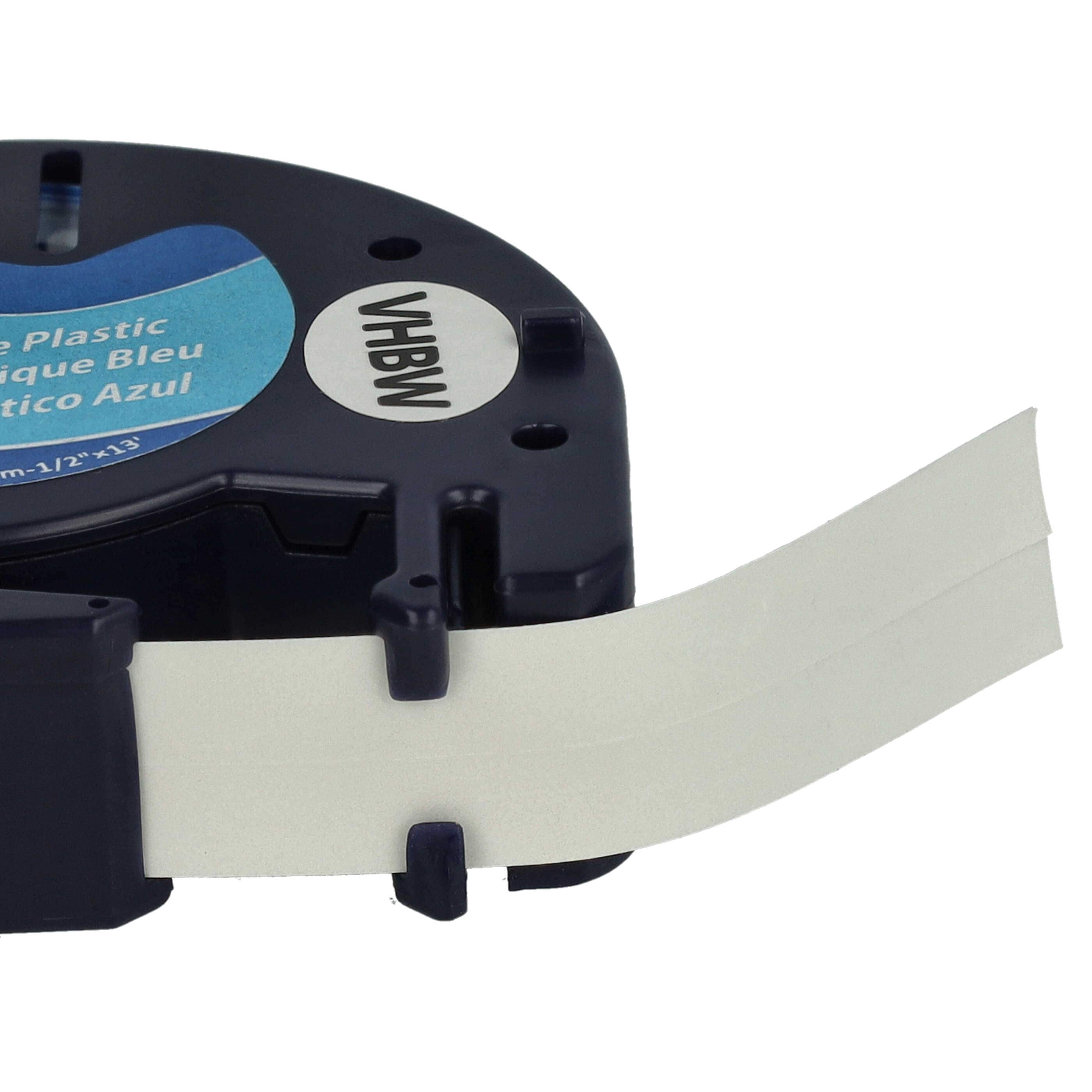 Cassette à ruban en plastique remplace Dymo 91225, S0721650 - 12mm lettrage Noir ruban Bleu, plastique