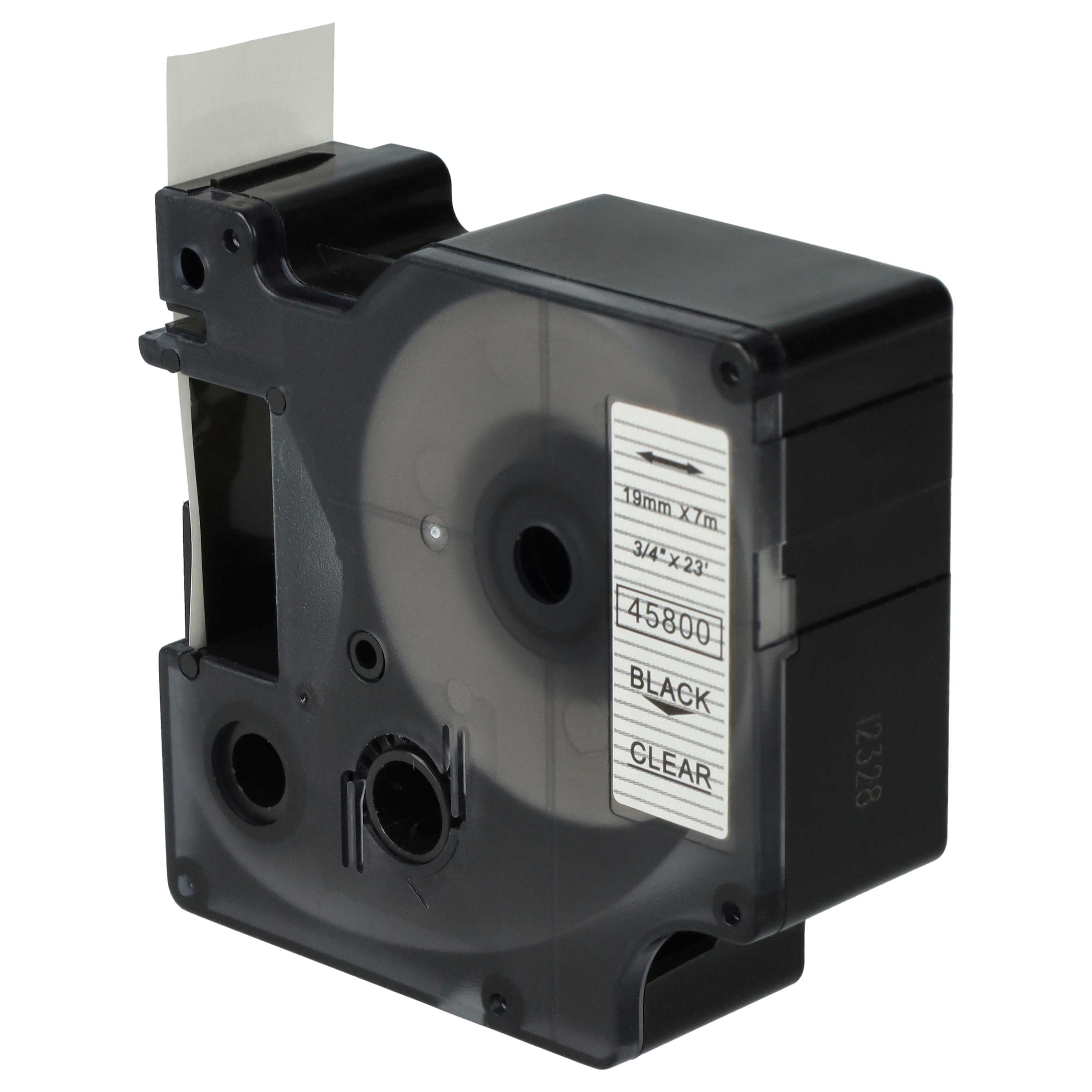 Label Tape replaces Dymo 45800, D1, S0720820 - 19 mm Black to Transparent