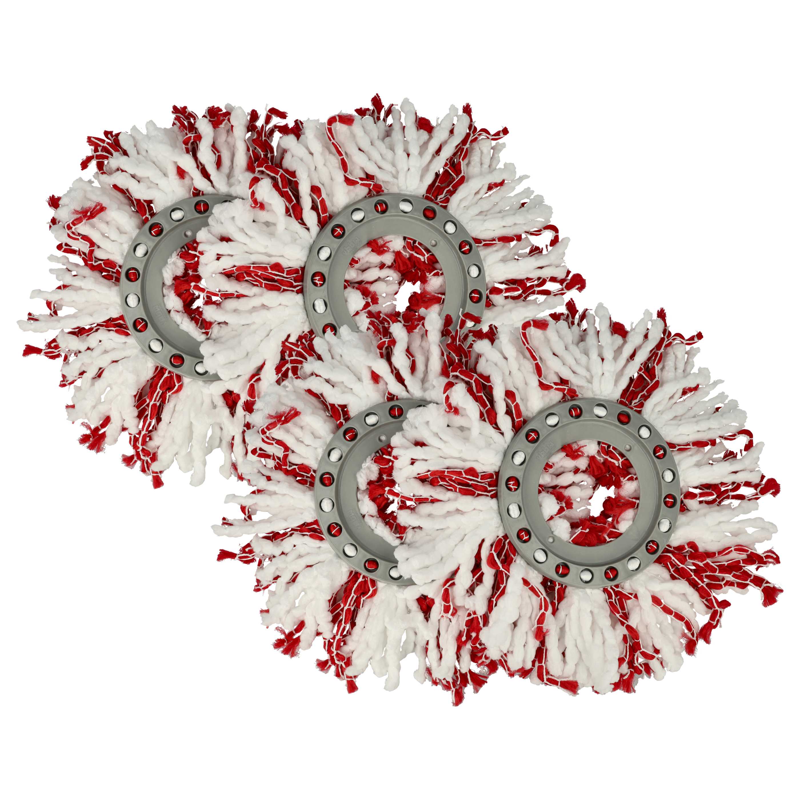 4x Mop Head replaces Leifheit 52115, 52094 for Leifheit Mop - microfibre, white, red