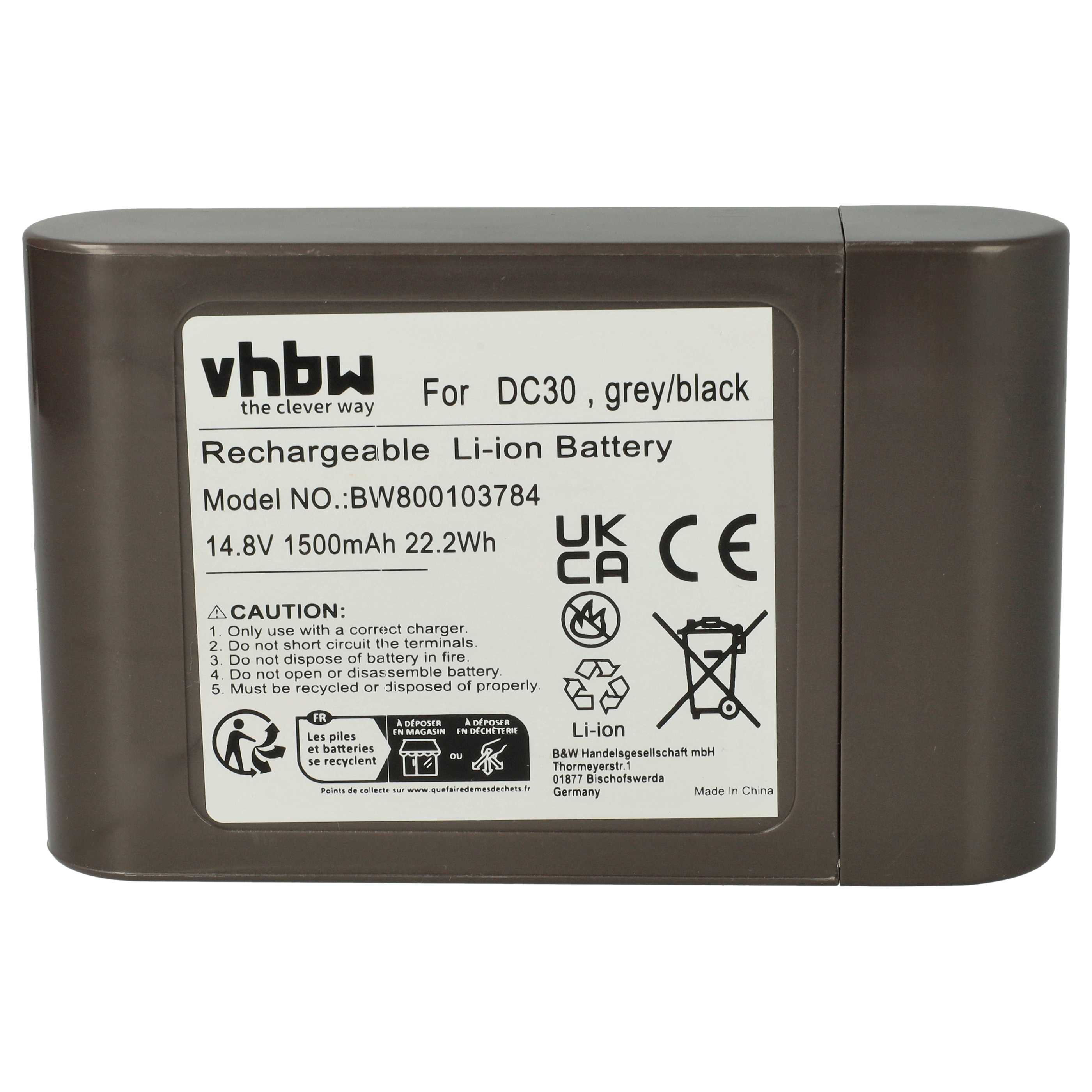 Battery replaces Dyson 17083-3009, 17083-4810, 17083-01-03, 17083-11 10 for Dyson 1500mAh, 14.4V, Li-Ion