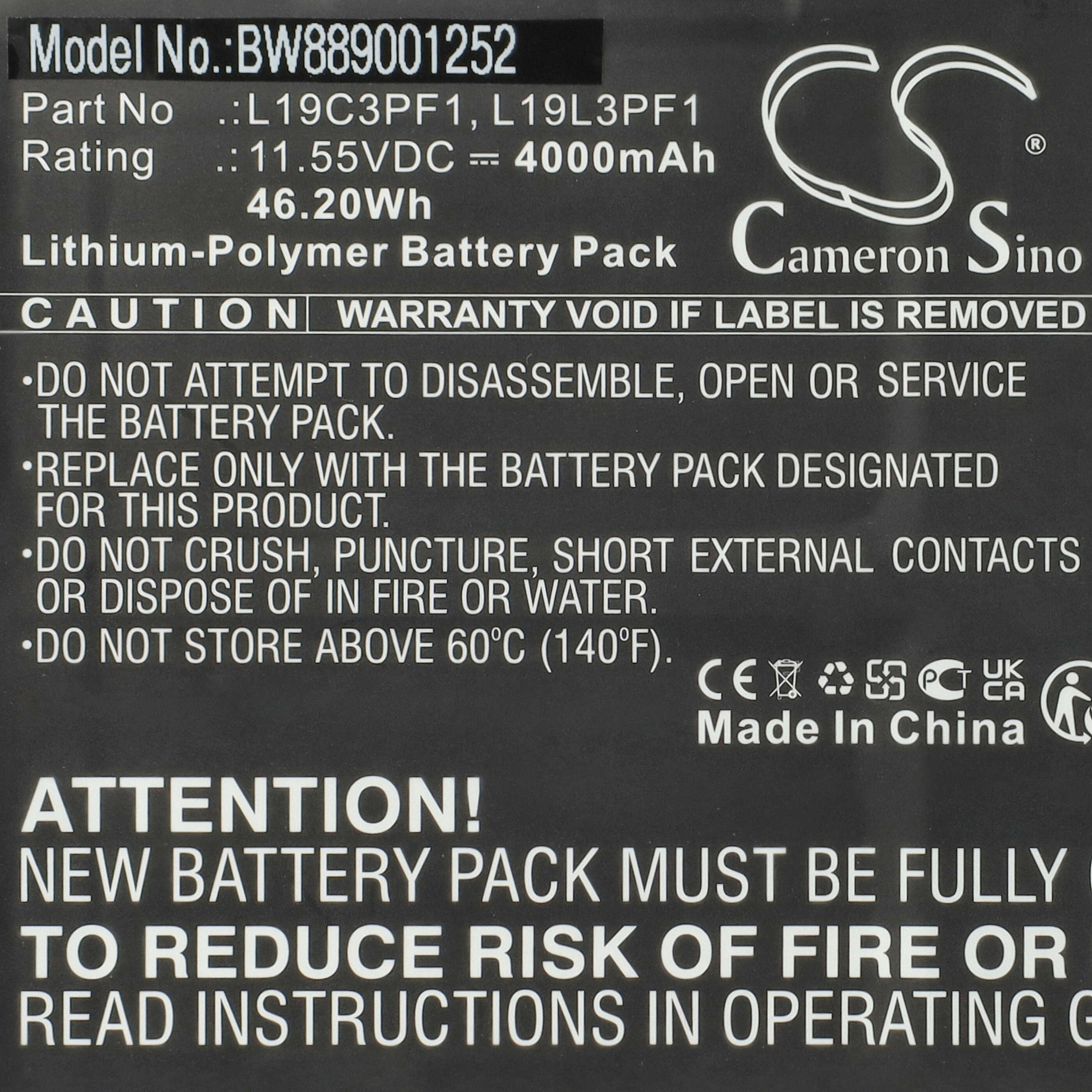 Akumulator do laptopa zamiennik Lenovo L19C3PF1, L19L3PF1, SB10V25242 - 4000 mAh 11,55 V LiPo