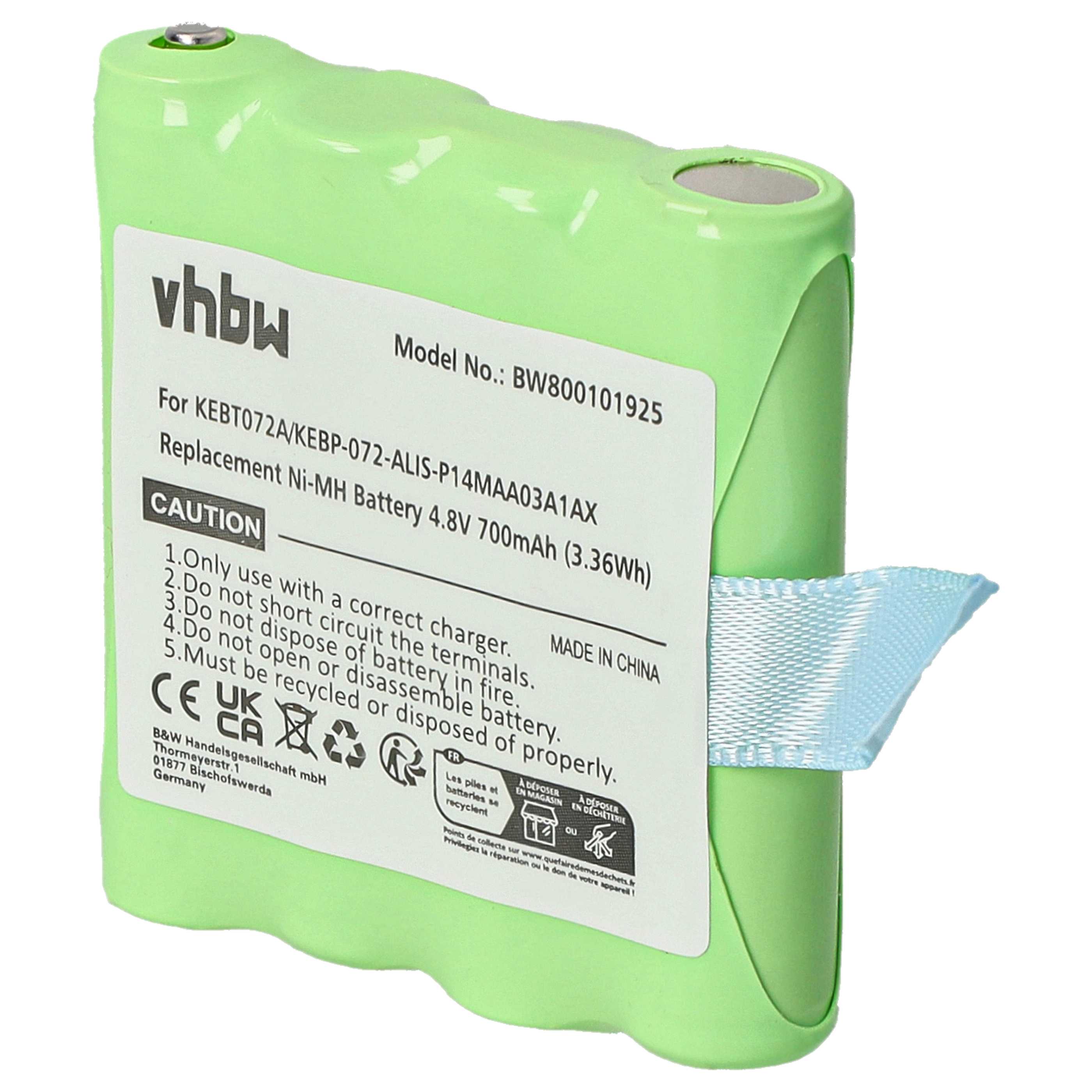 Radio 10x Battery replaces Midland KEBT072A, BATT4R, BATT-4R, KEBT-072-A - 700 mAh 4.8 V NiMH