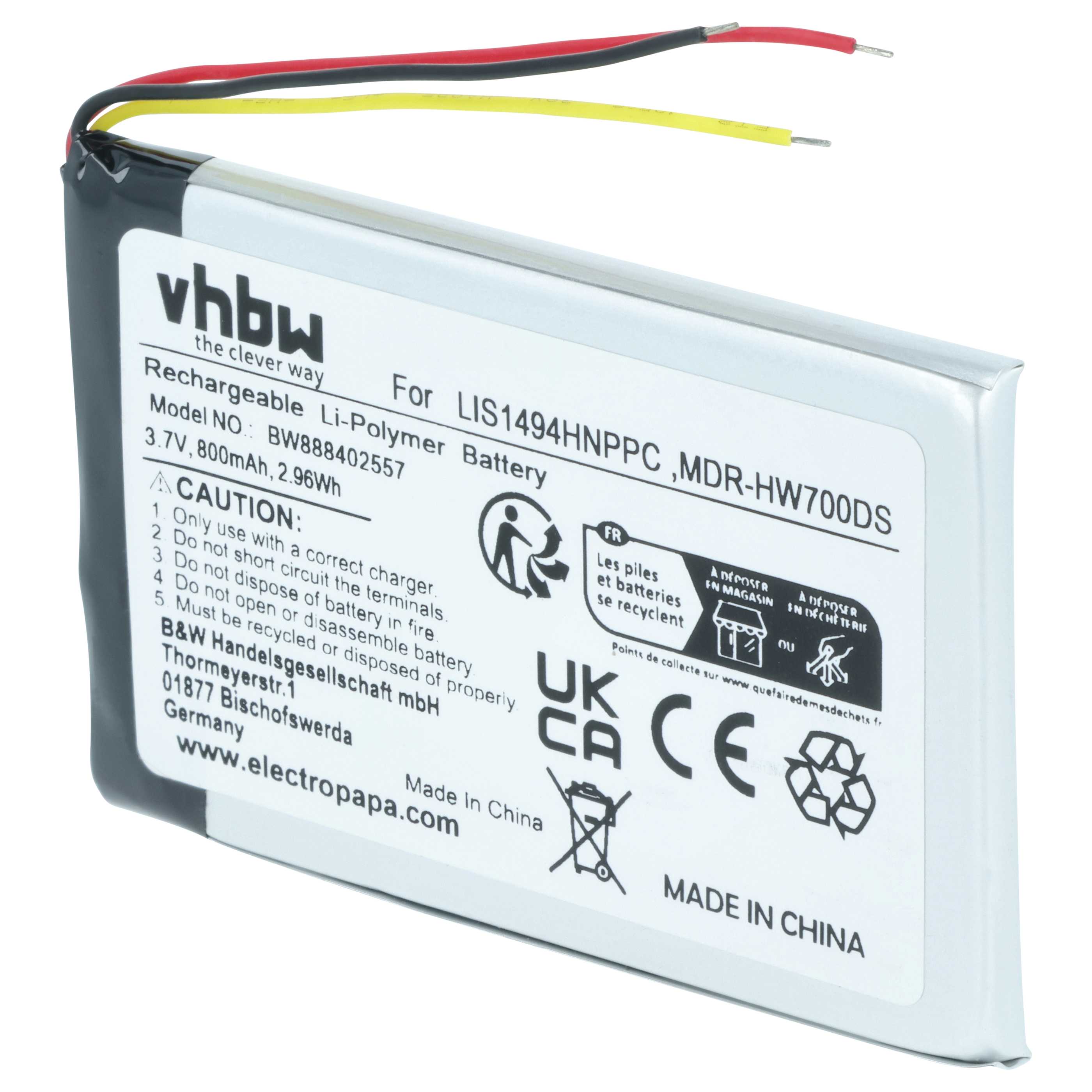Akumulator do słuchawek bezprzewodowych zamiennik Sony LIS1494HNPPC - 800 mAh 3,7 V LiPo