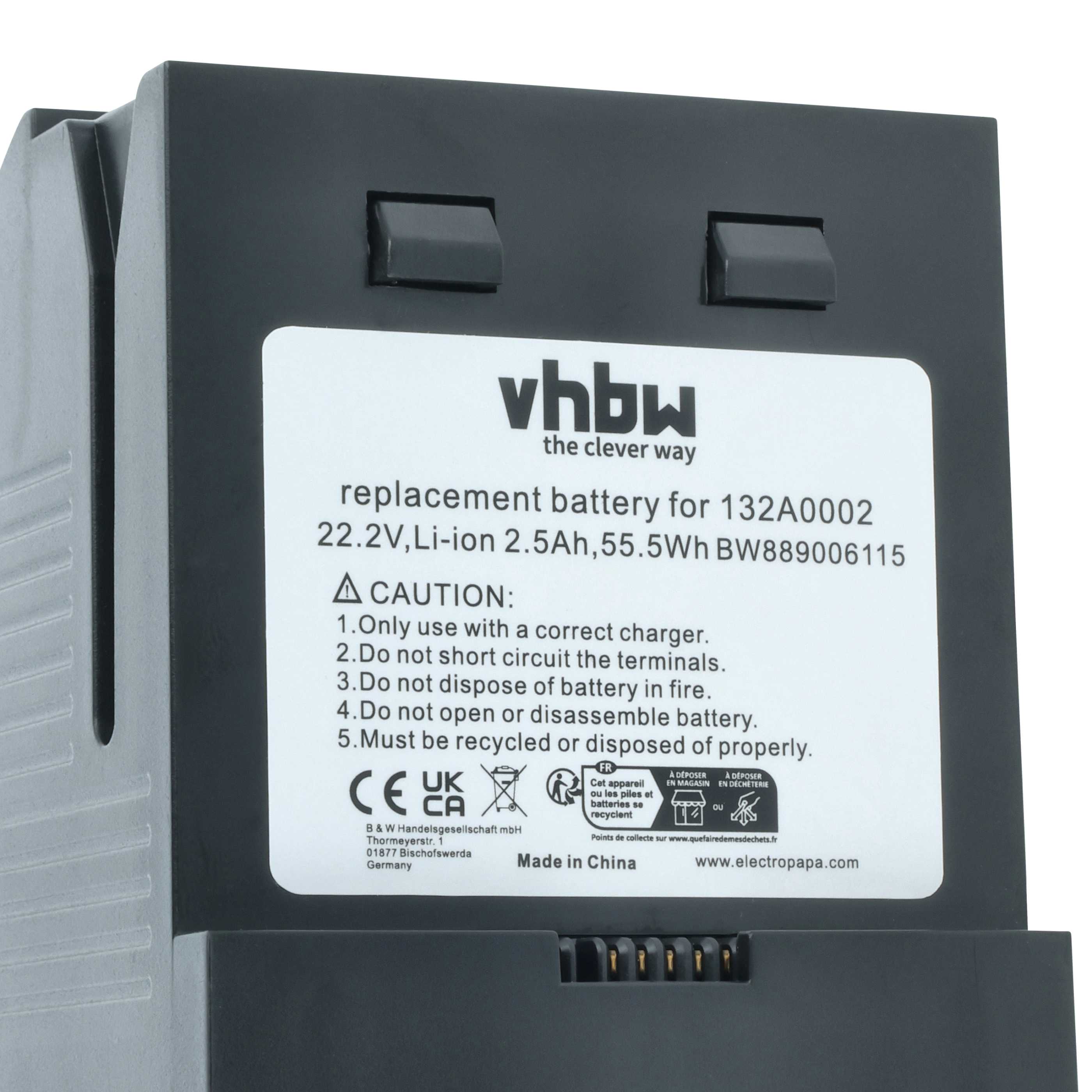 Battery replaces Bissell 132A0002 for Bissell etc. 2500mAh, 22.2V, Li-Ion