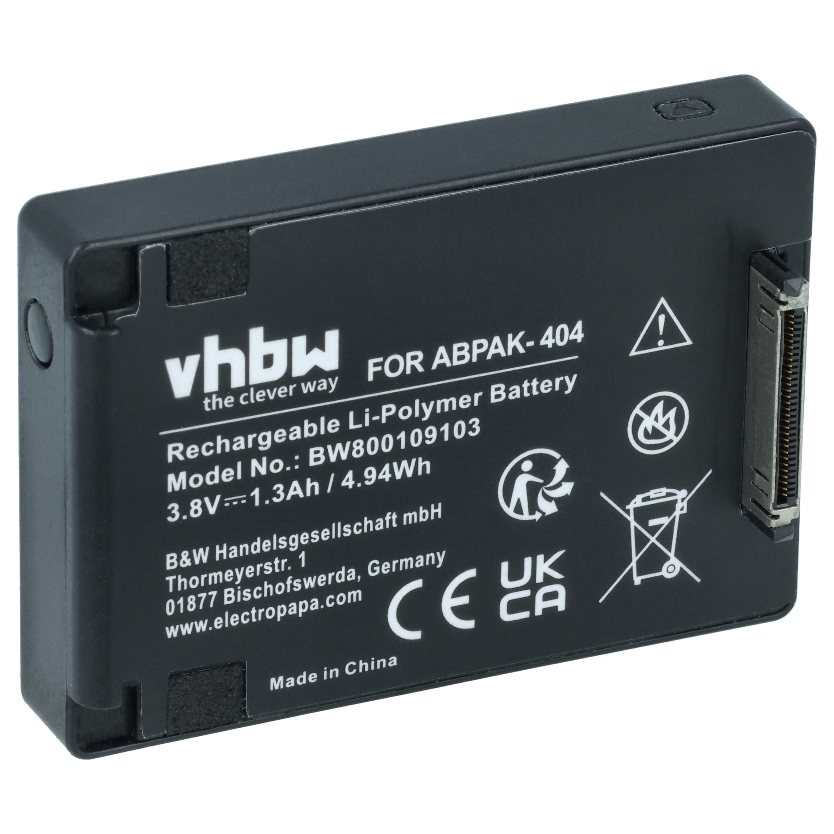 Videokamera-Akku als Ersatz für GoPro ABPAK-404, BacPac 3661-093 für GoPro - 1240mAh 3,8V Li-Polymer