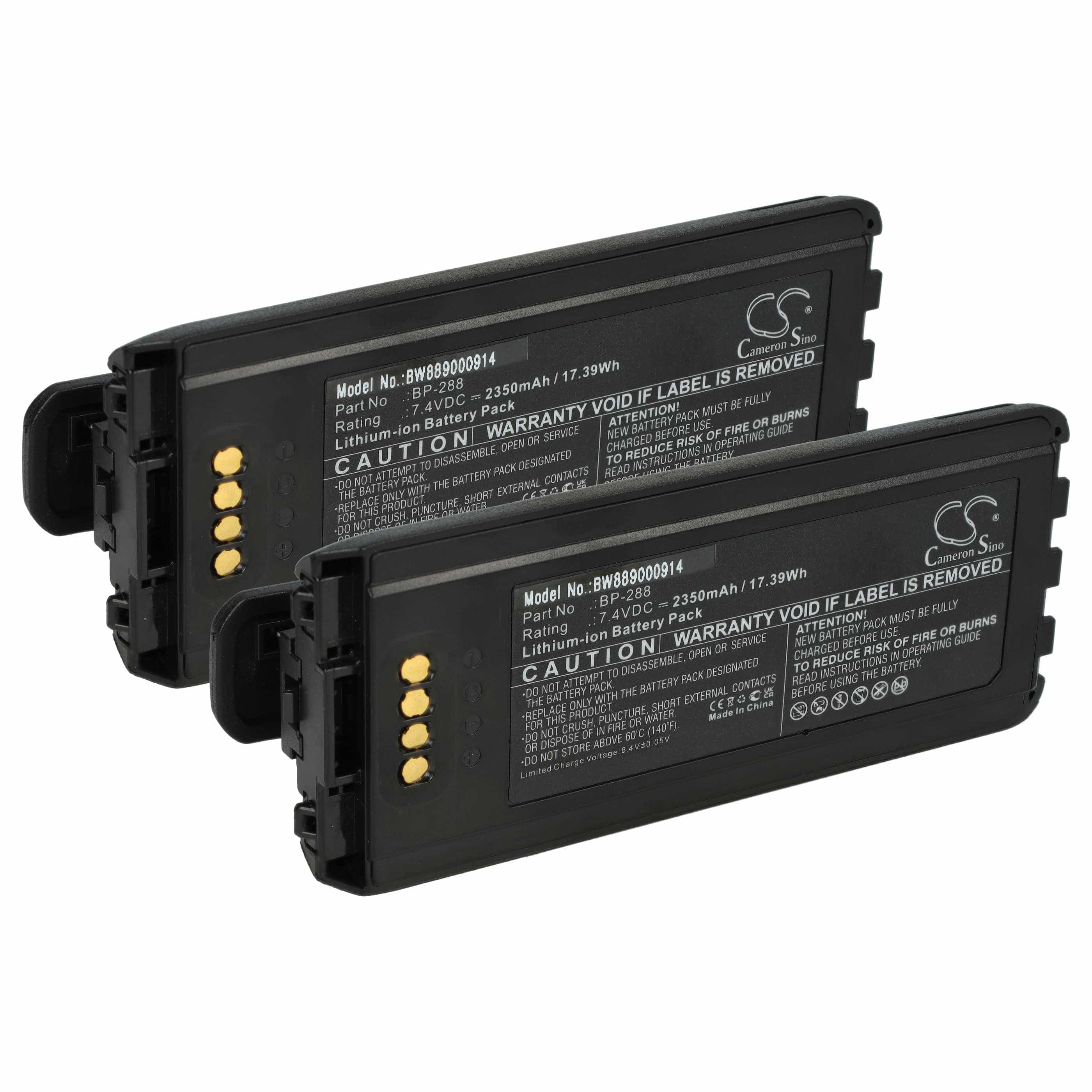Radio 2x Battery replaces Icom BP-288 - 2350 mAh 7.4 V Li-Ion