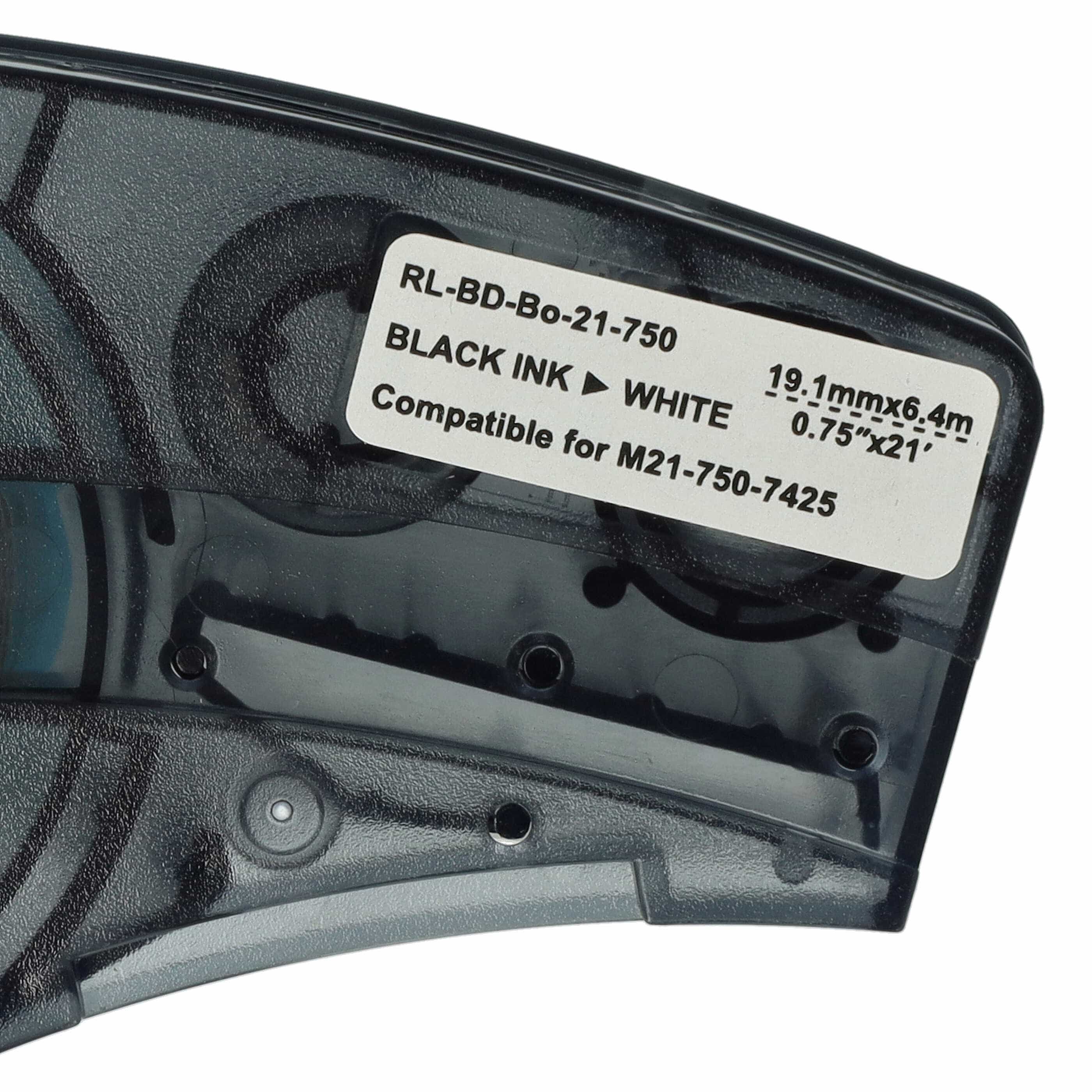2x Schriftband als Ersatz für Brady M21-750-7425 19,05mm Schwarz auf Weiß