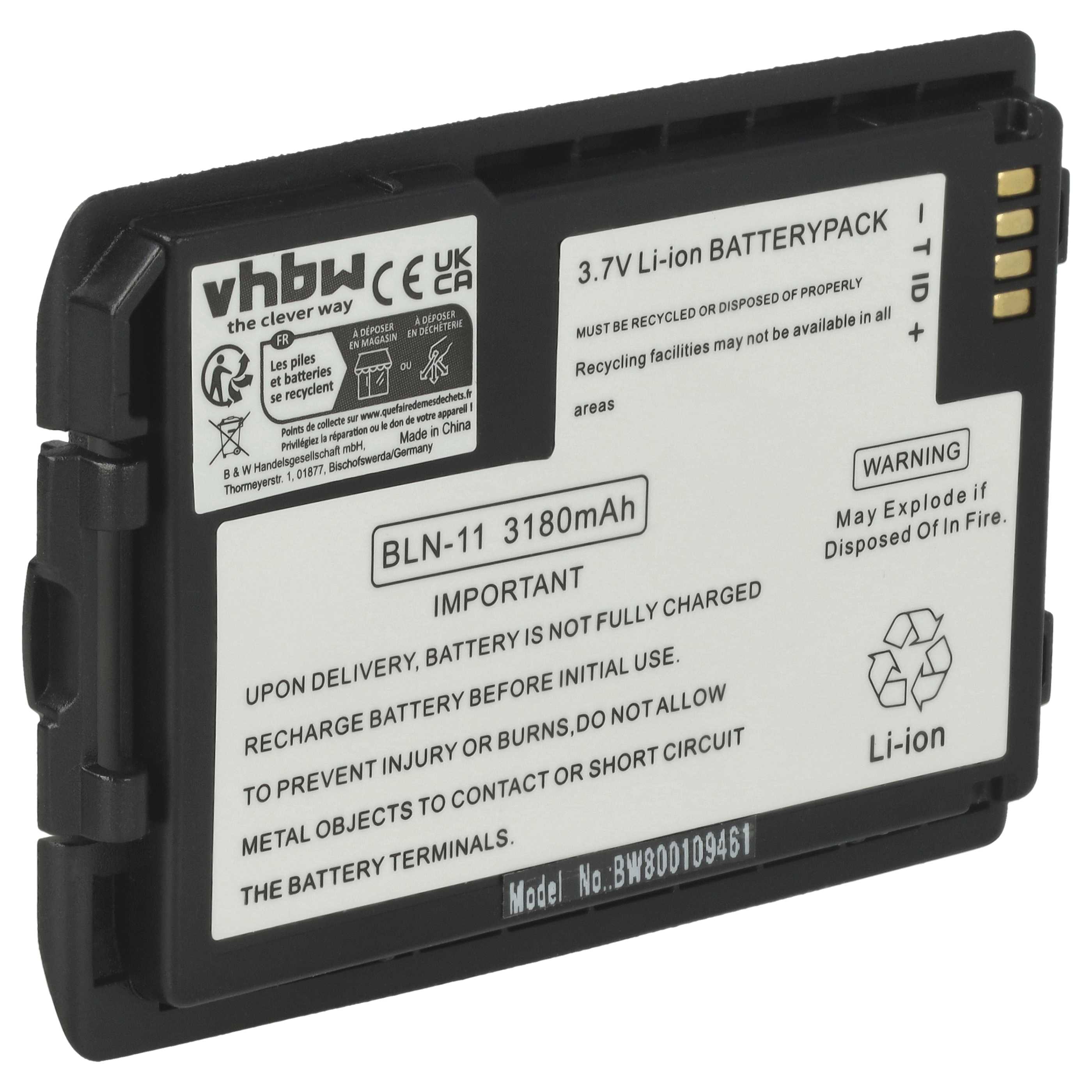 Radio Battery replaces EADS HT9980AA, BLN-11 - 3180 mAh 3.7 V Li-Ion