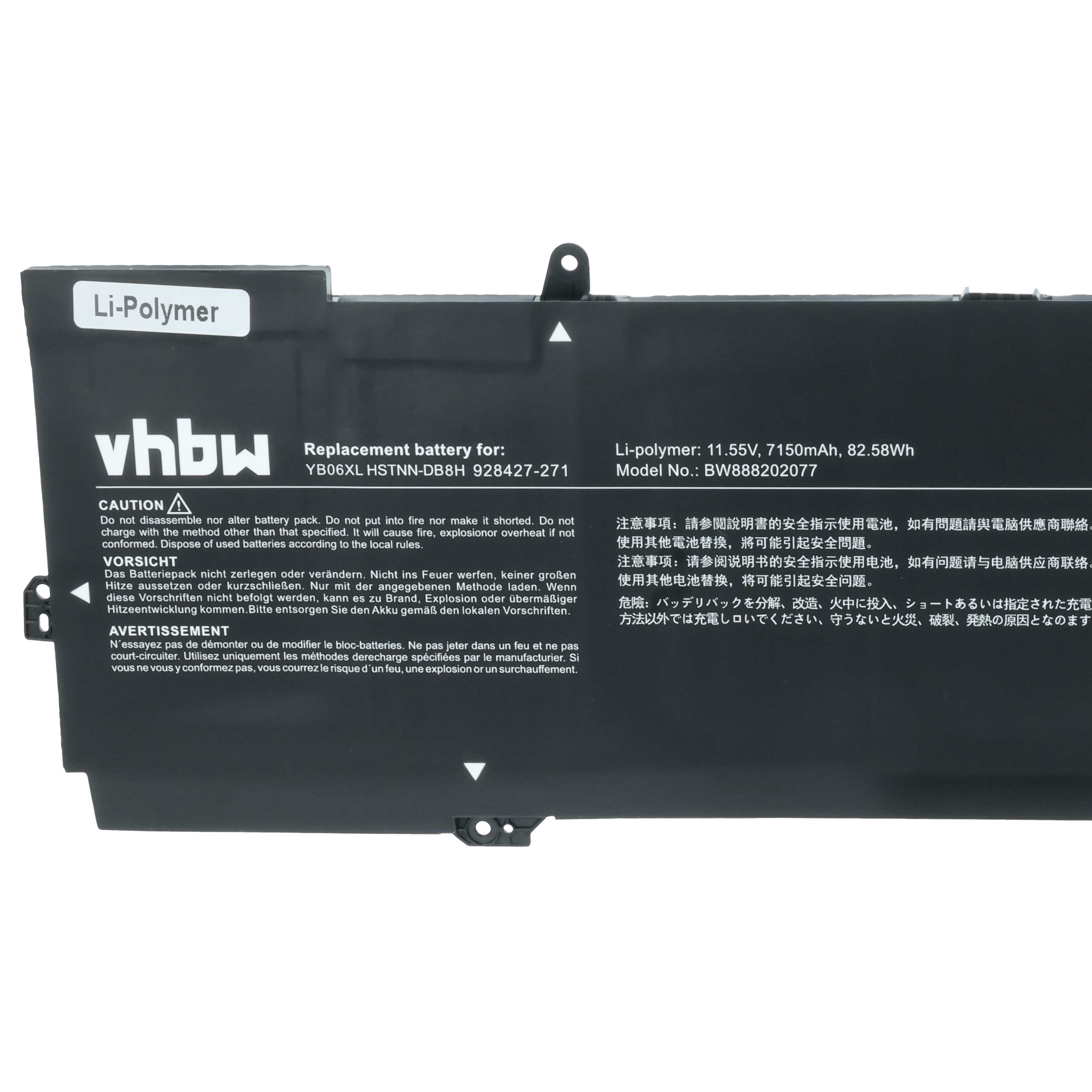 Akumulator do laptopa zamiennik HP 928427-271, 928427-272, 928372-856 - 7150 mAh 11,55 V LiPo, czarny