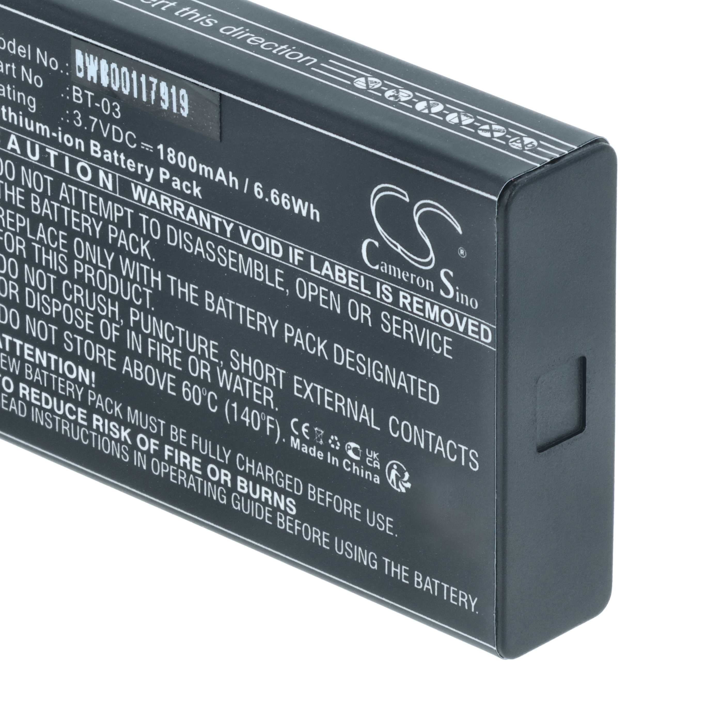 3x Battery replaces Zoom BT-03 - 1800mAh, 3.7V, Li-Ion