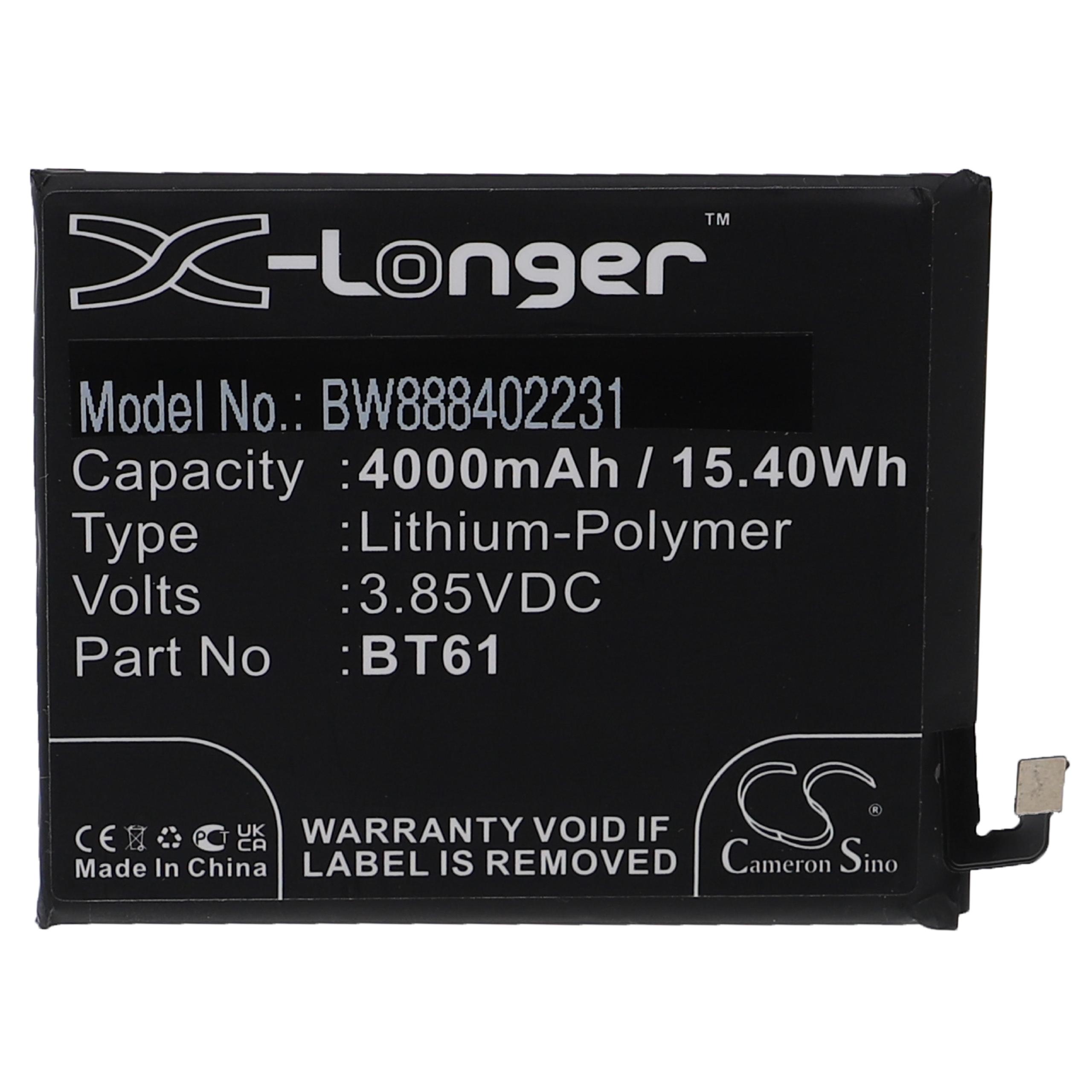 Batterie remplace Acer BT61, ATL456579 pour téléphone portable - 4000mAh, 3,85V, Li-polymère