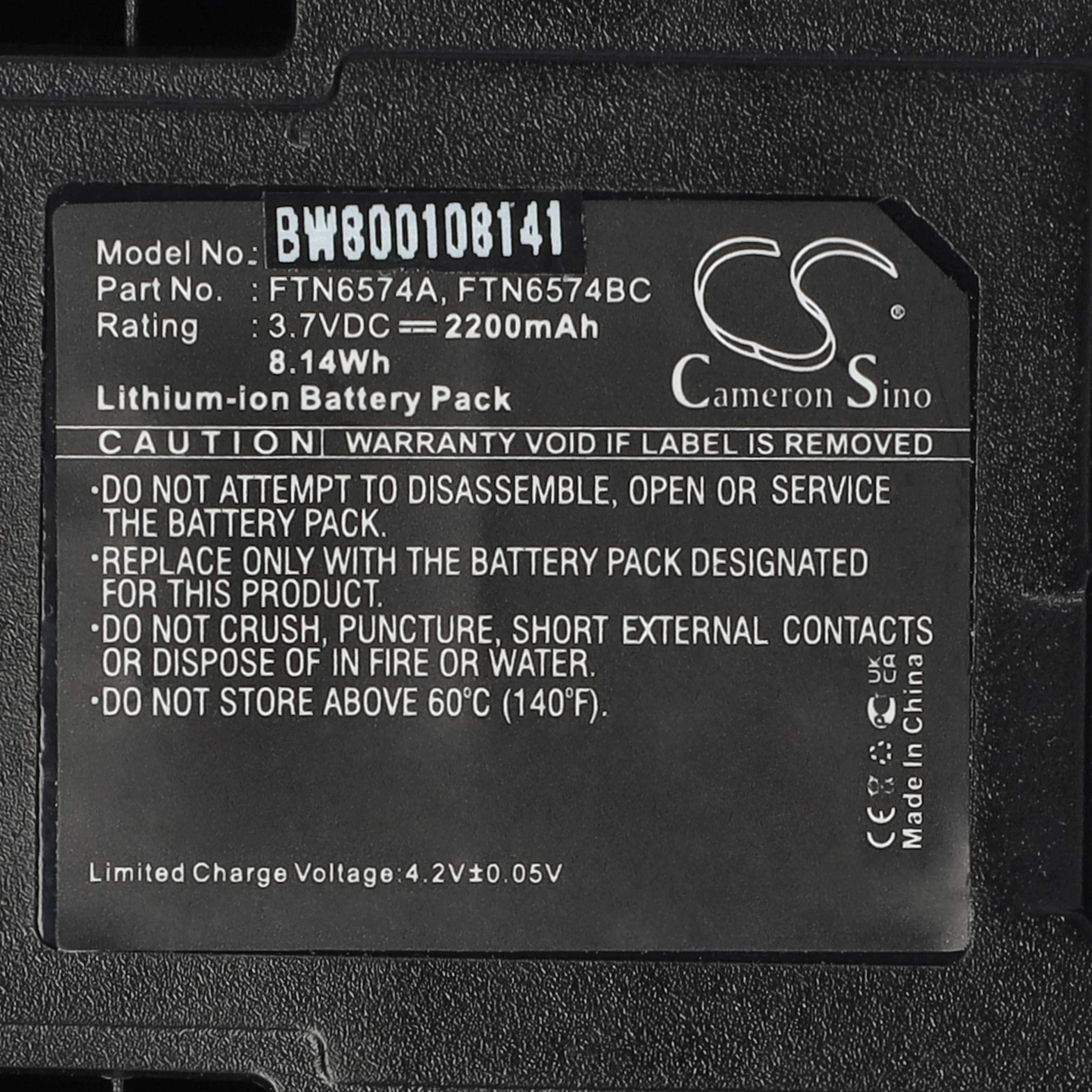 Radio 10x Battery replaces Motorola AP-6574, PMNN4351, FTN6574BC, FTN6574A, FTN6574 - 2200 mAh 3.7 V Li-Ion