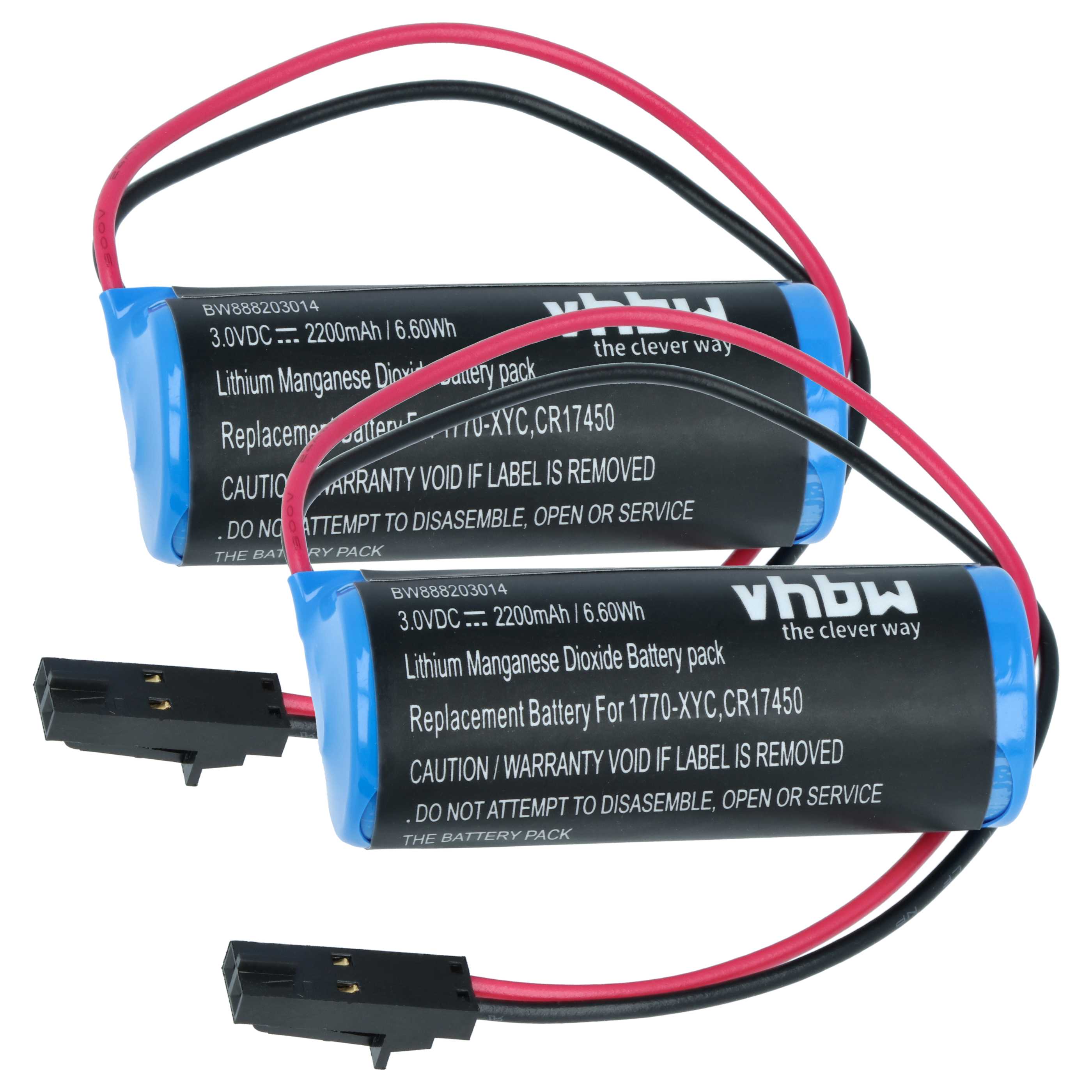 2x Bateria do PLC programowalnego sterownika zamiennik Allen Bradley 1770-XYC - 2200 mAh 3 V Li-MnO2