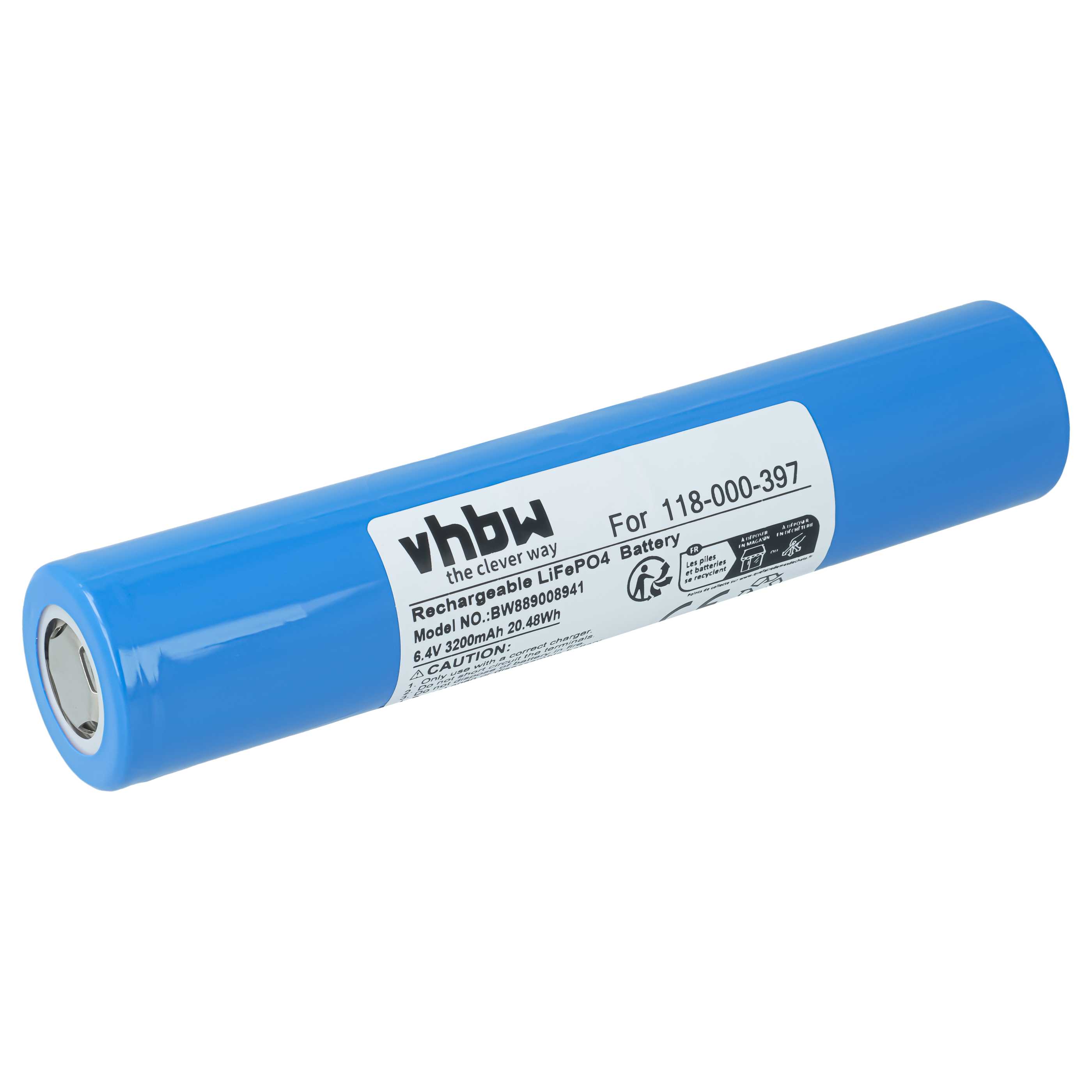Batería recargable reemplaza Maglite 118-000-397 para linterna - 3200 mAh 6,4 V LiFePO4