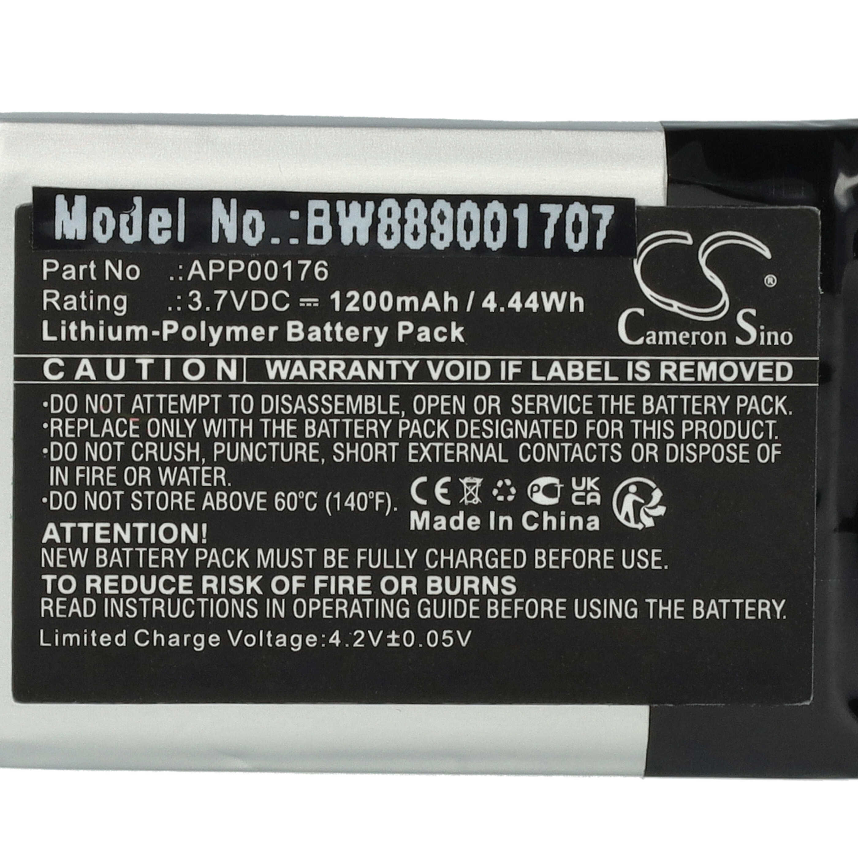 Batterie remplace Minn Kota APP00176 pour manette de drone - 1200mAh 3,7V Li-polymère