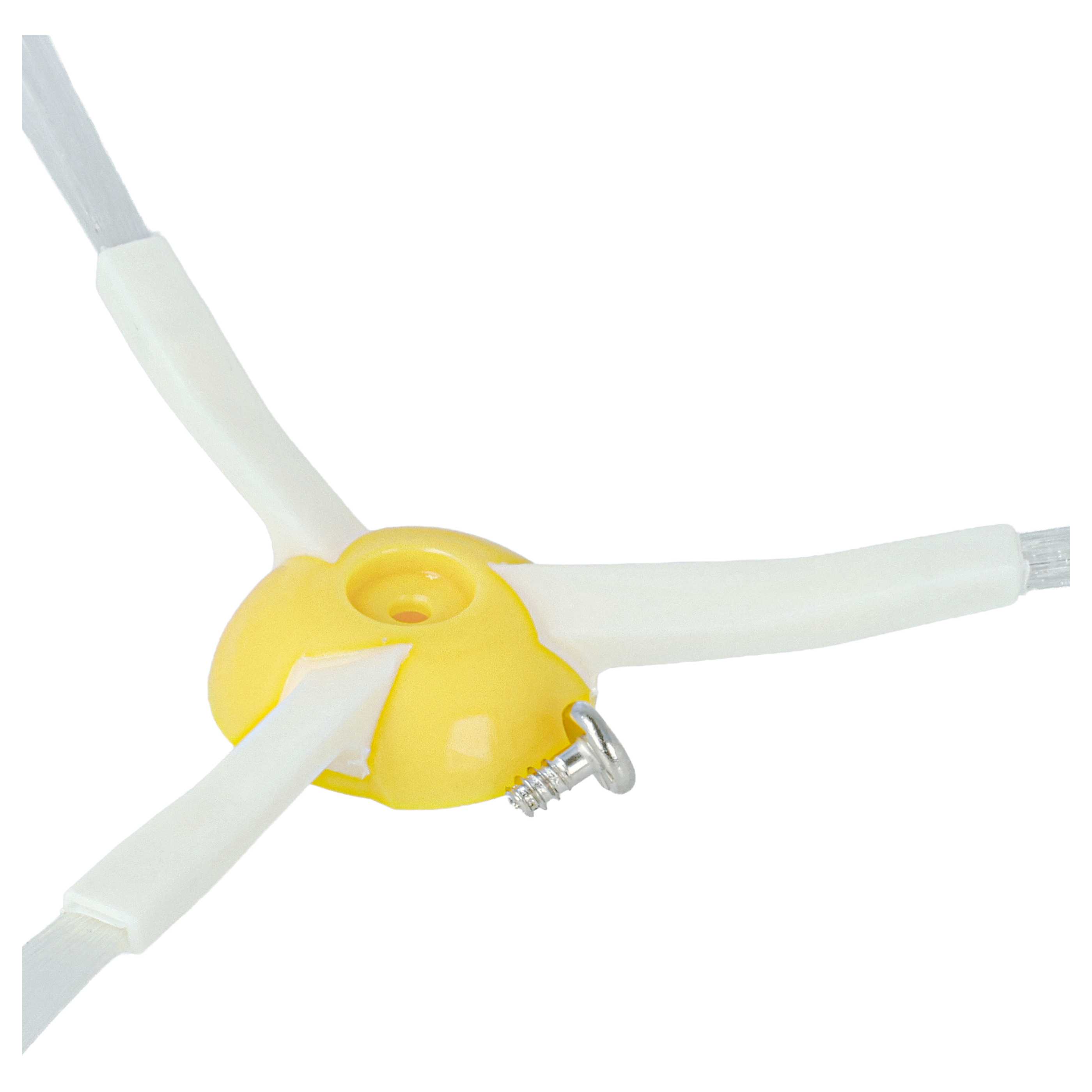 3x Side Brush suitable for iRobot Roomba 866, 876, 900, 960 Robot Vacuum Cleaner - 3-armed, white, yellow