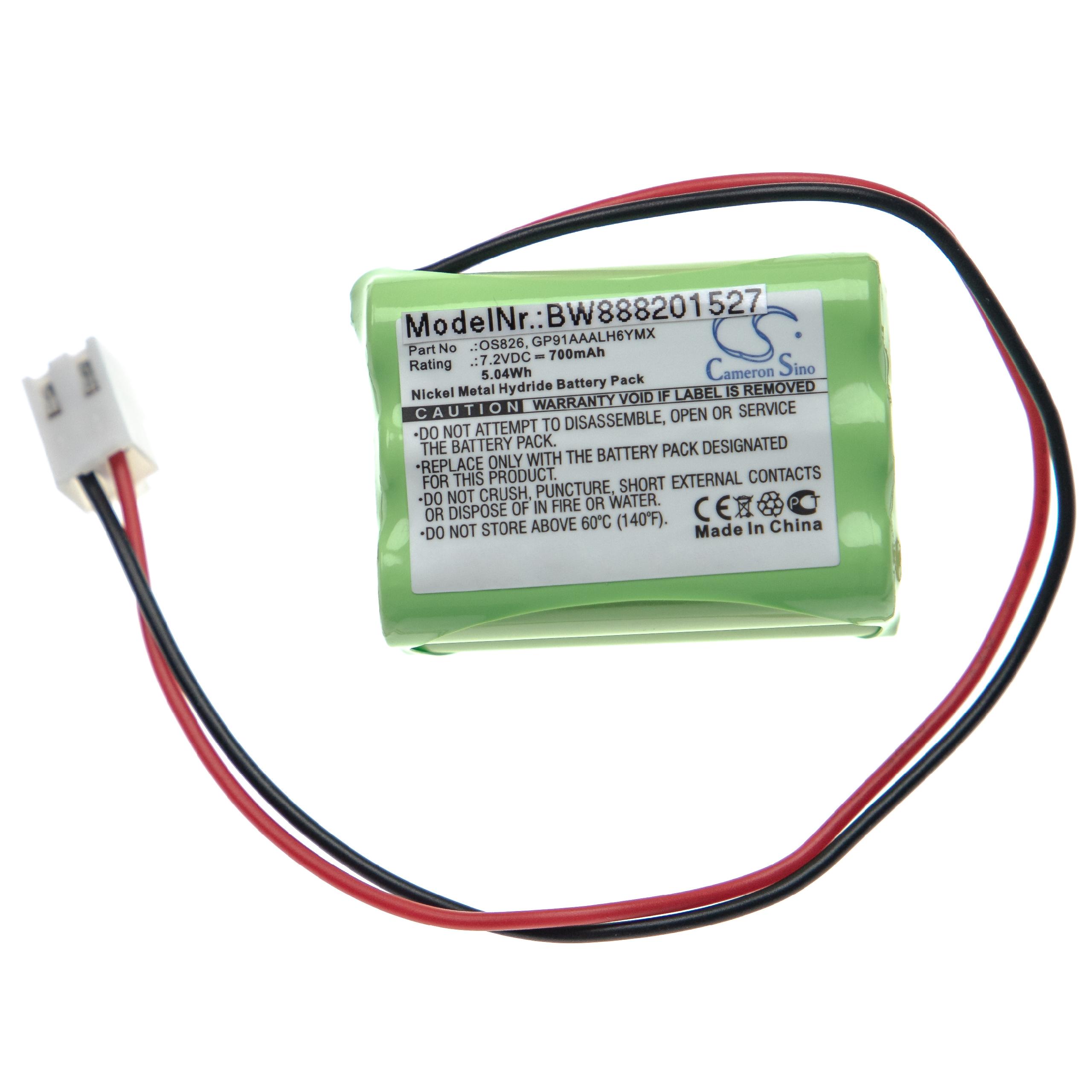 Alarm System Battery Replacement for GP1000AAAH6YMX, GP150AAAM6YMX, GP11AAAH6YMX - 700mAh 7.2V NiMH