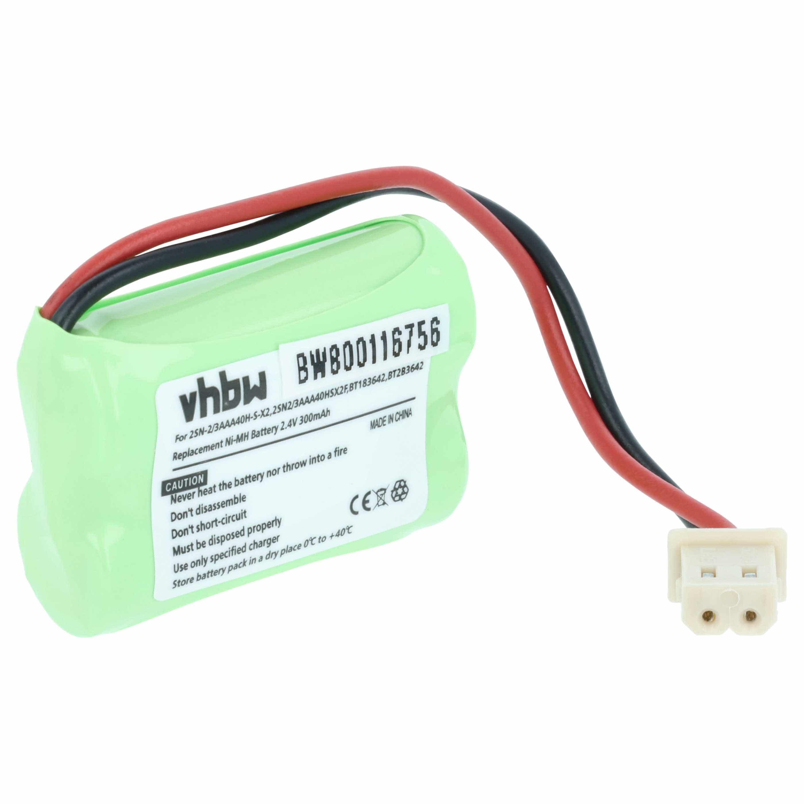 Batterie remplace V-Tech 2SN-2/3AAA40H-S-X2, 2SN2/3AAA40HSX2F pour téléphone V-Tech - 300mAh 2,4V NiMH
