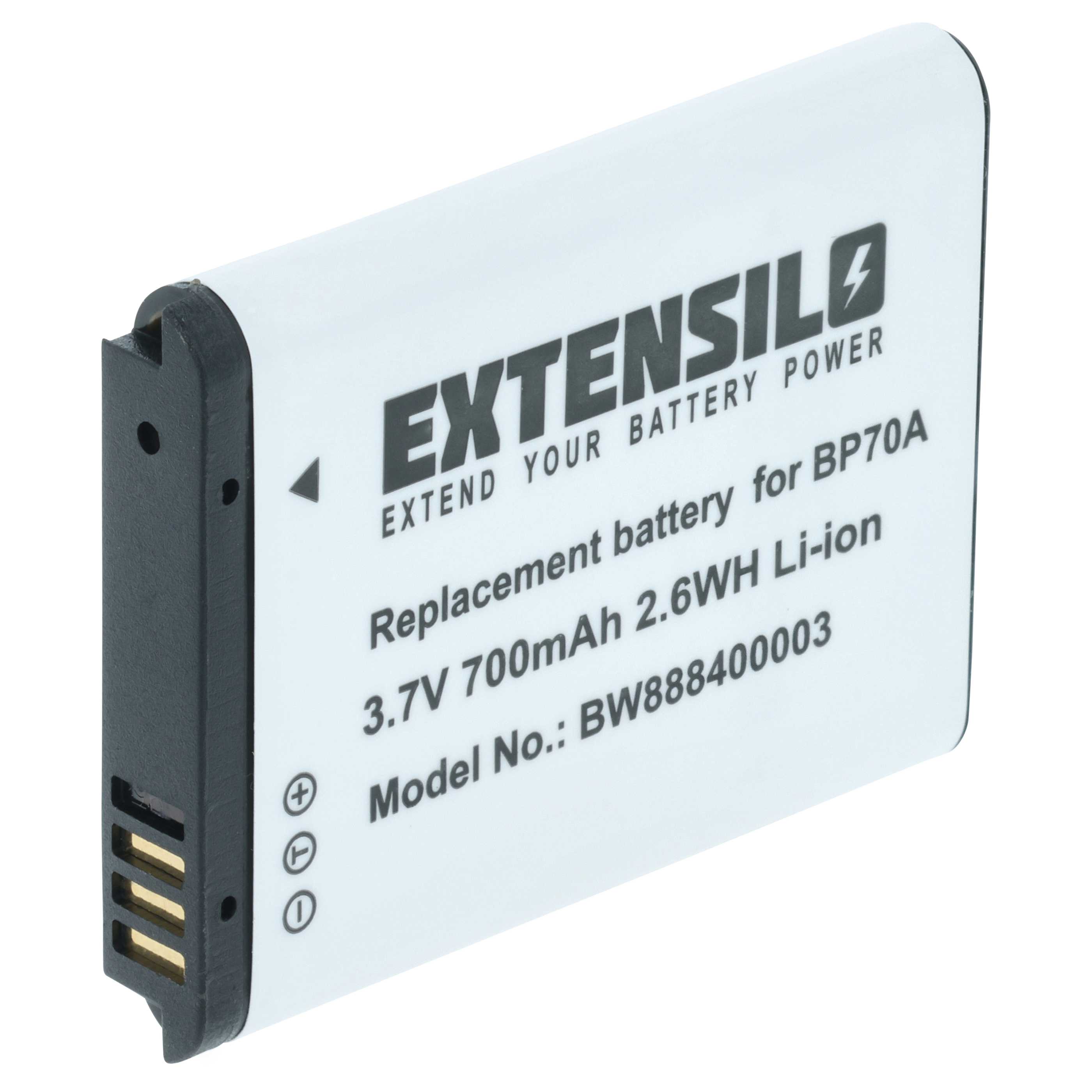 Batteria sostituisce Samsung BP-70a, SLB-70A, BP70a, EA-BP70A per fotocamera - 700mAh 3,6V Li-Ion