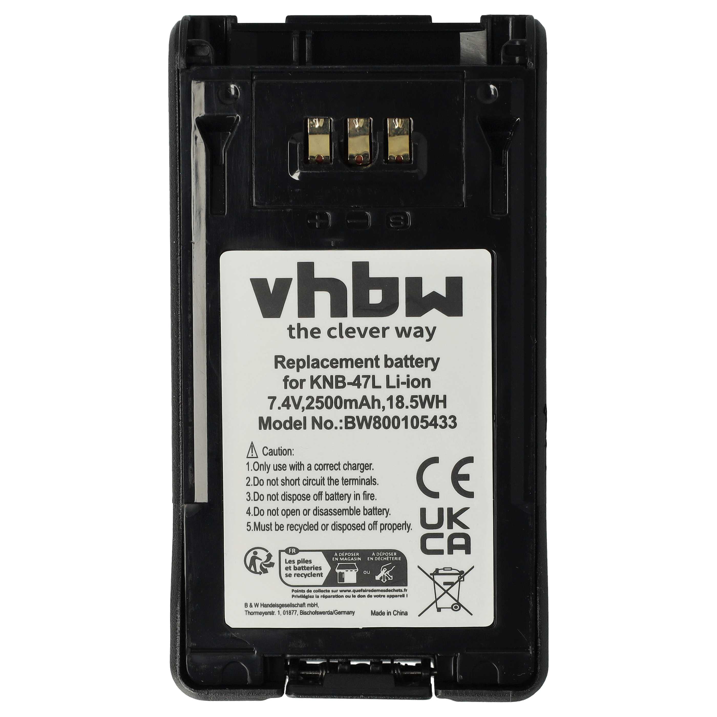 Batteria sostituisce Kenwood KNB-47L, KNB-48L, KNB-48, KNB-47 per dispositivo radio - 2500mAh 7,4V Li-Ion