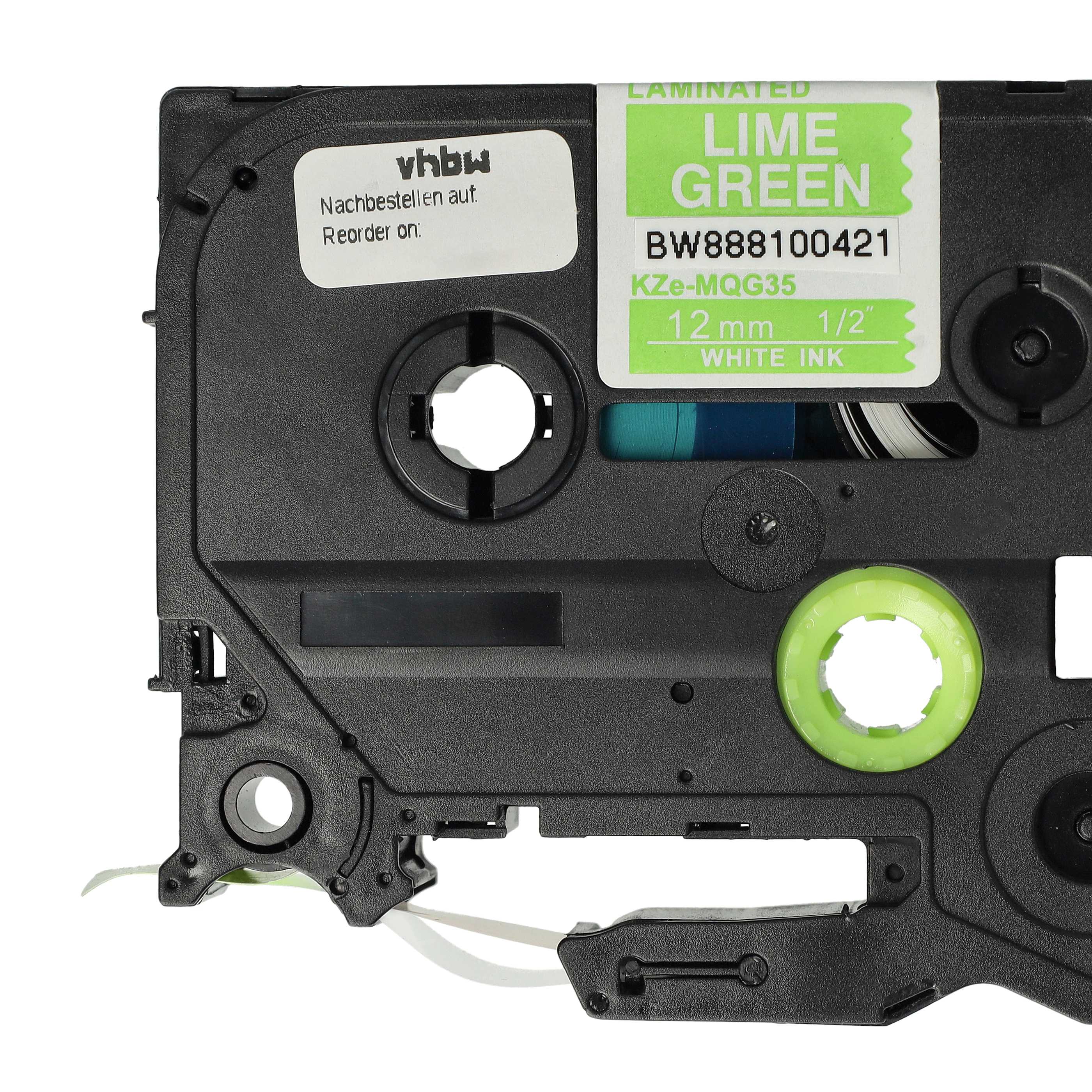 Casete cinta escritura reemplaza Brother TZE-MQG35 Blanco su Verde claro