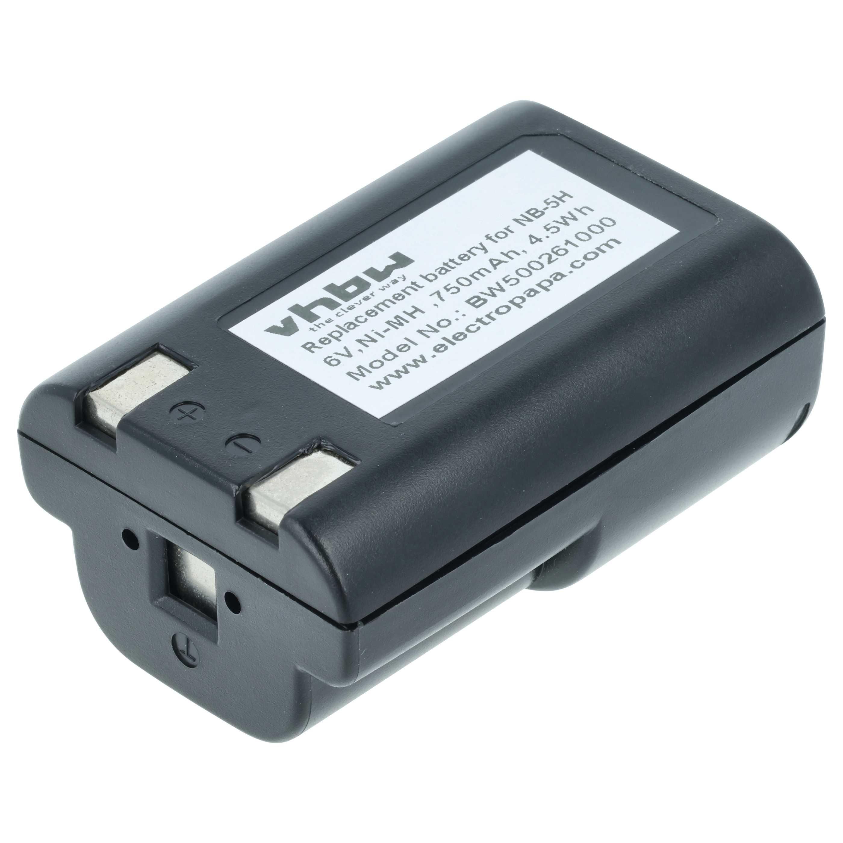 Battery replaces Canon NB-5H - 750mAh, 6V, NiMH
