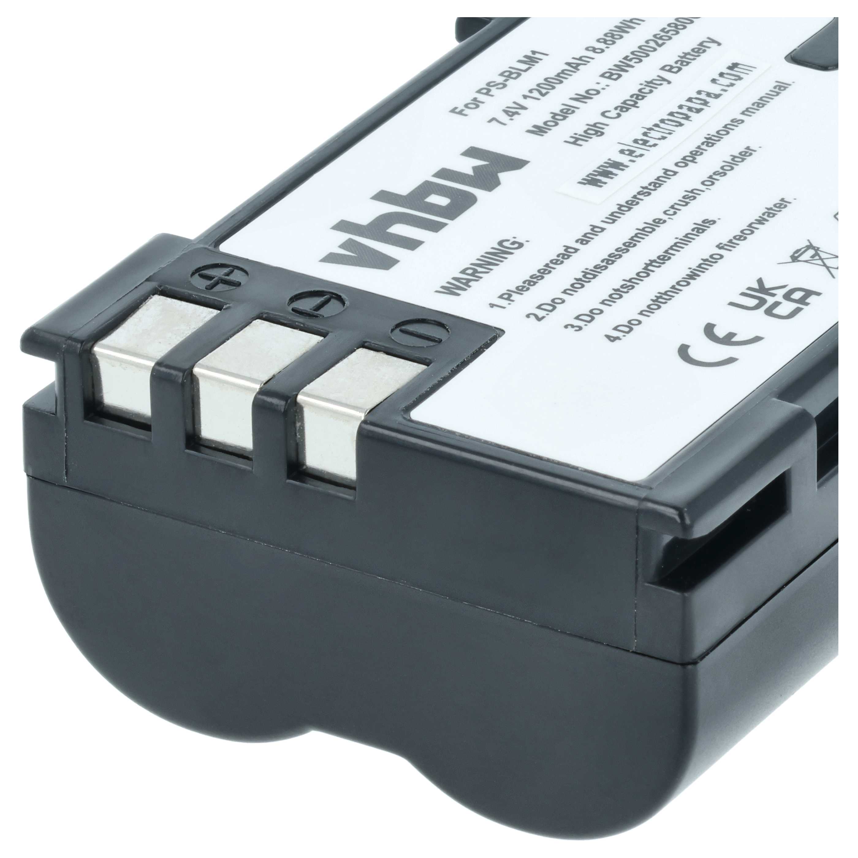 2x Battery replaces Olympus PS-BLM1 - 1200mAh, 7.2V, Li-Ion