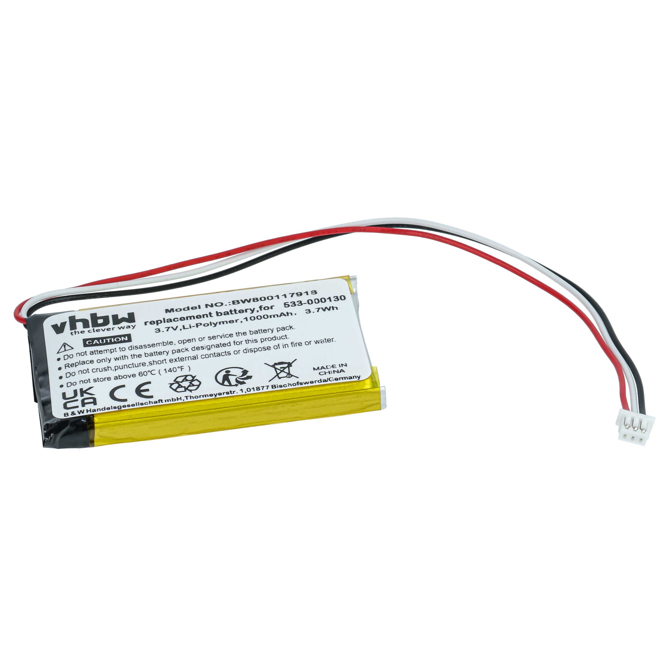 Batería reemplaza Logitech 533-000130 para ratón inalámbrico (1000 mAh, 3,7 V, Li-Polímero)