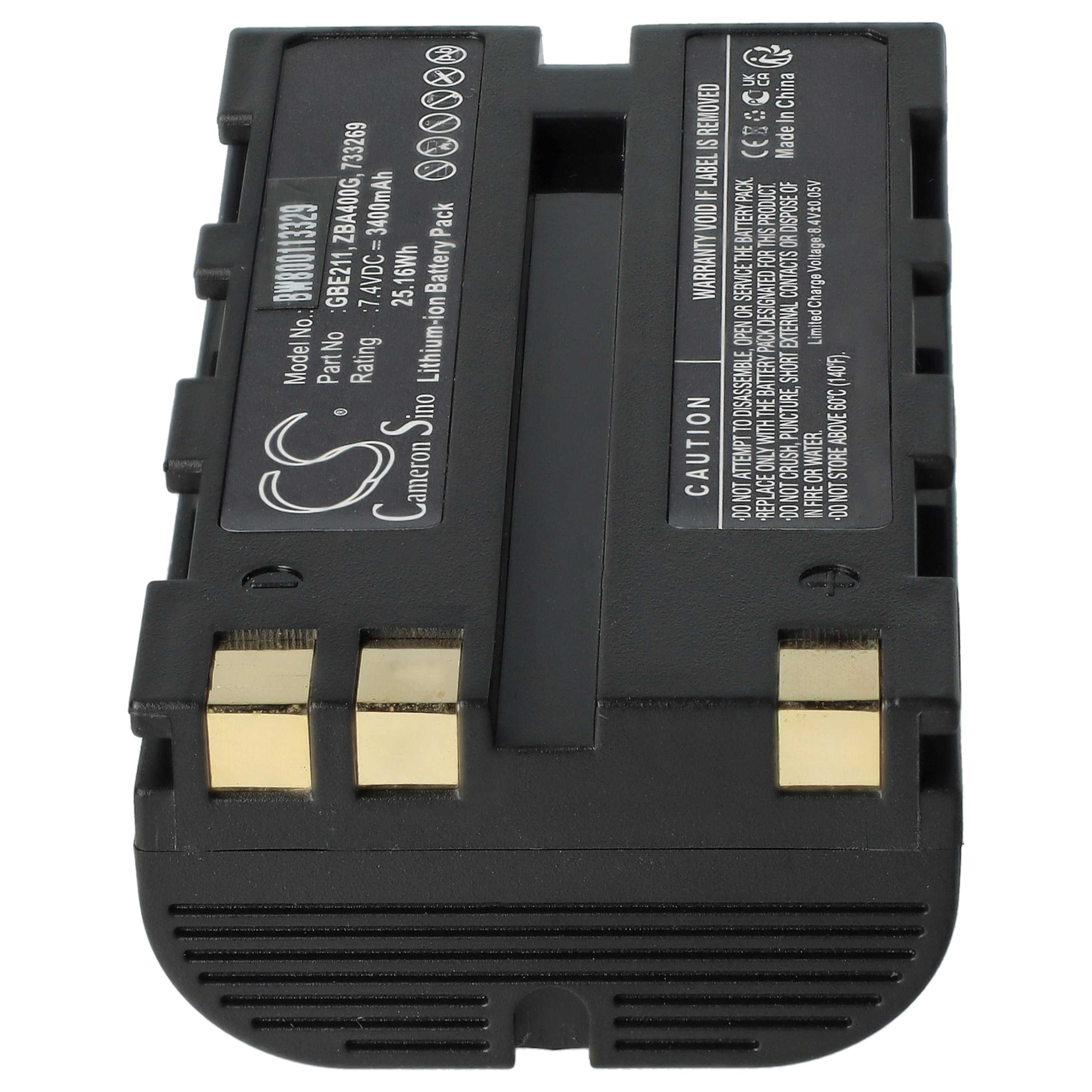 Batería reemplaza Geomax ZBA200, ZBA400 para dispositivo medición (3400 mAh, 7,4 V, Li-Ion)