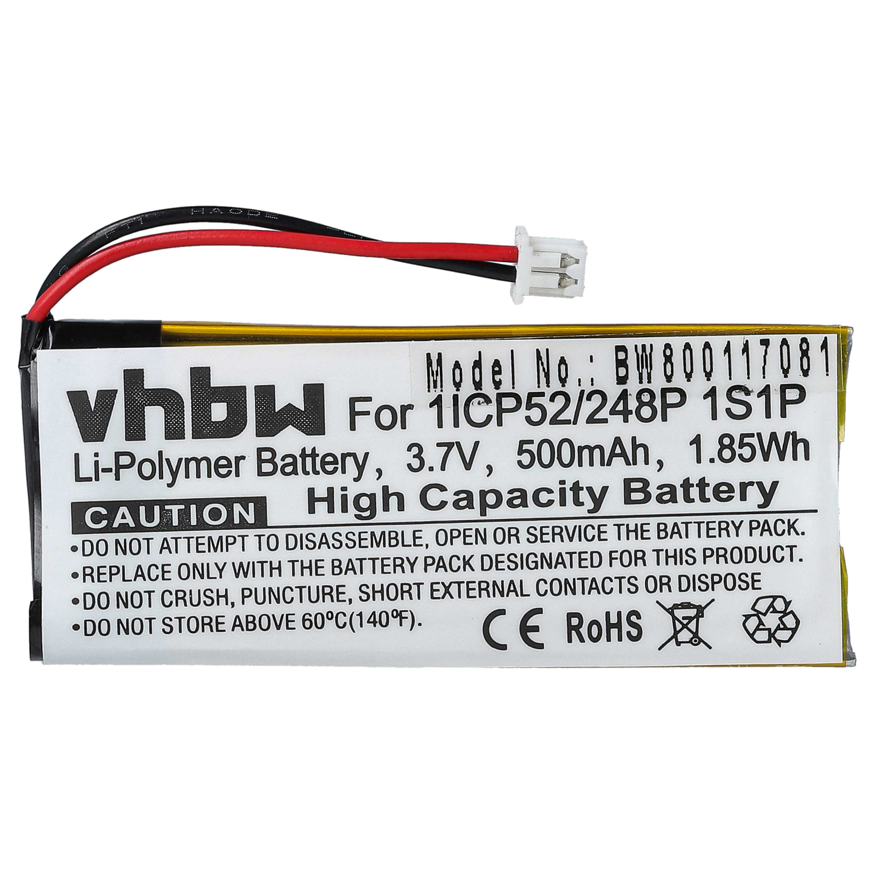 Akumulator do słuchawek bezprzewodowych zamiennik Sena 1ICP52/248P 1S1P - 500 mAh 3,7 V LiPo