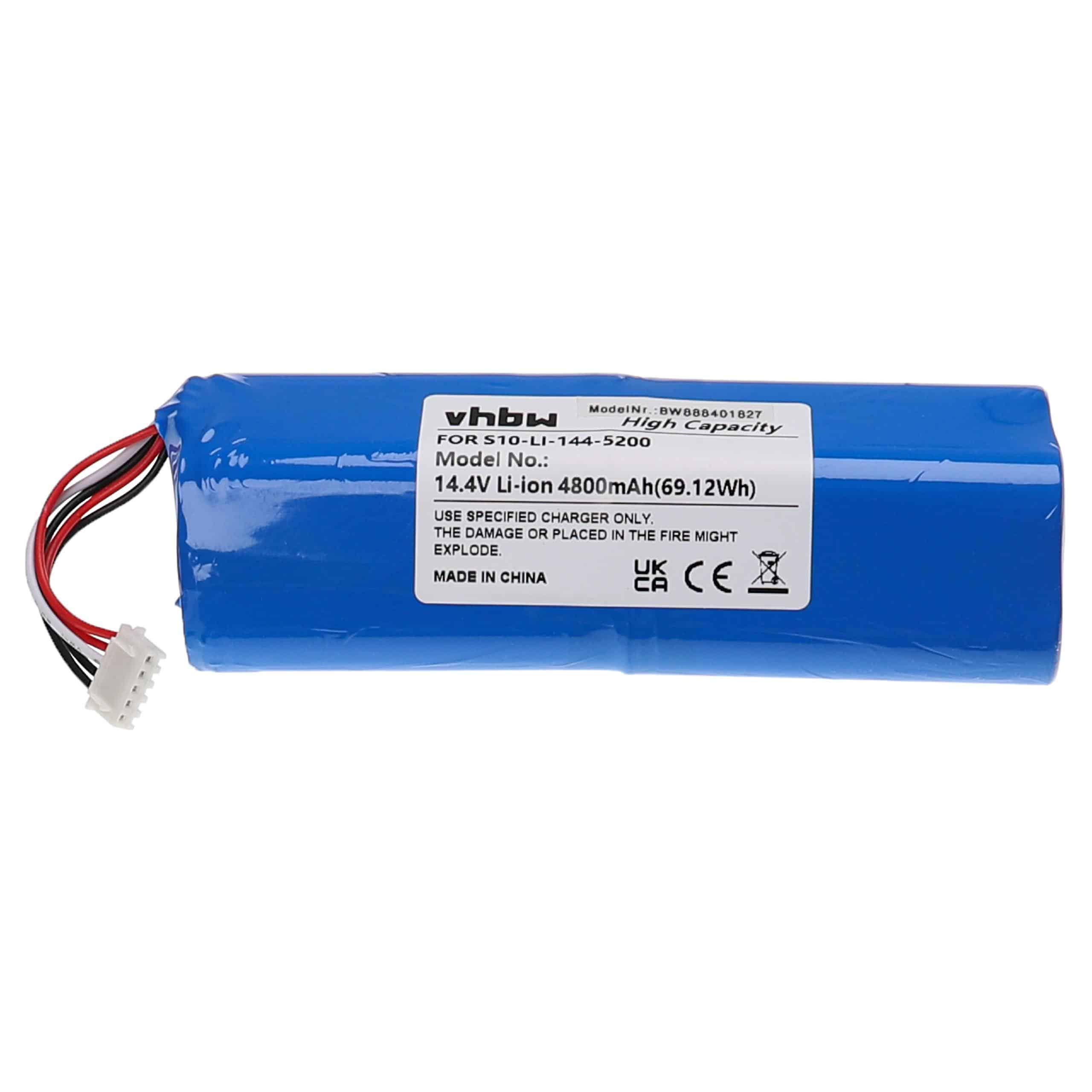 Battery Replacement for Ecovacs 201-1913-4200, 201-1913-4201, S10-Li-144-5200 for - 4800mAh, 14.4V, Li-Ion