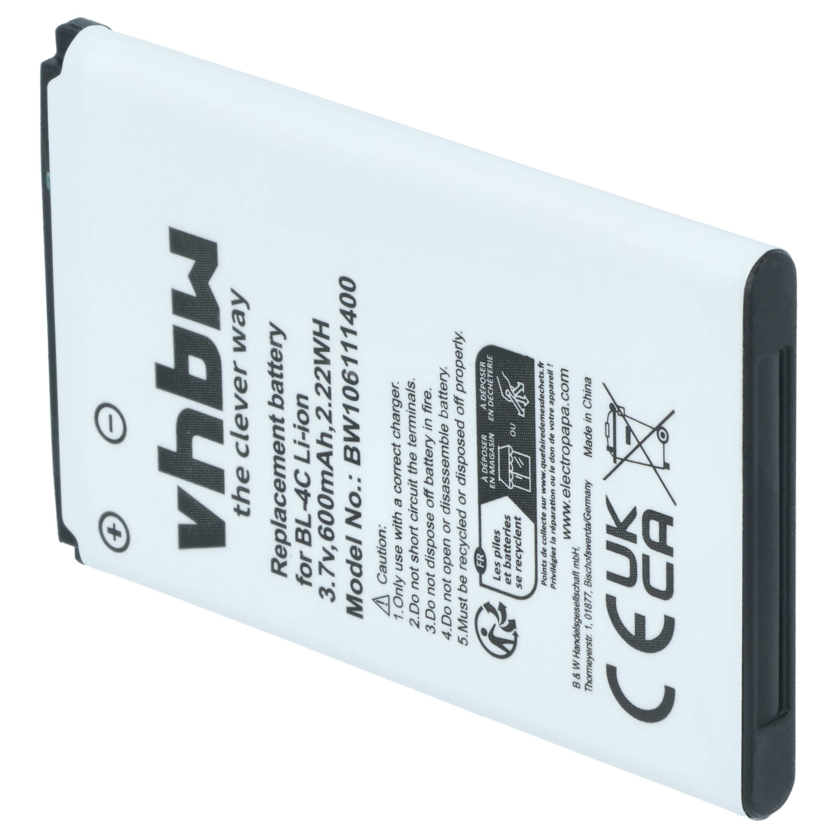 Batteria sostituisce Bea-fon C140/C240, EU001B, S400 EU001W per cellulare - 600mAh 3,7V Li-Ion 