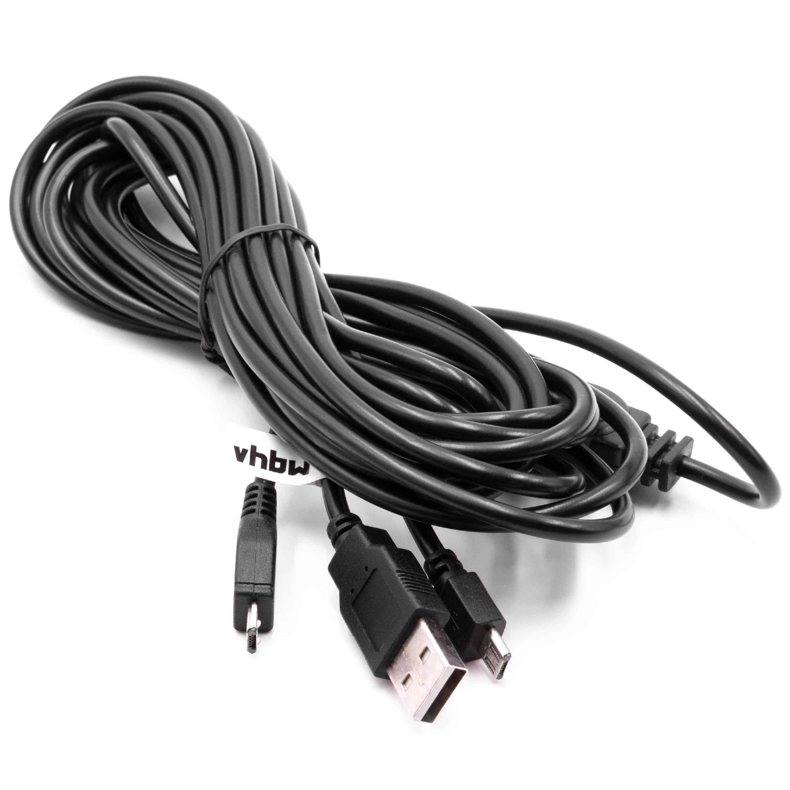 USB-Ladekabel passend für Sony PS4 DualShock 4 Controller Spielekonsole - Y-Kabel, 3,41 m, Schwarz