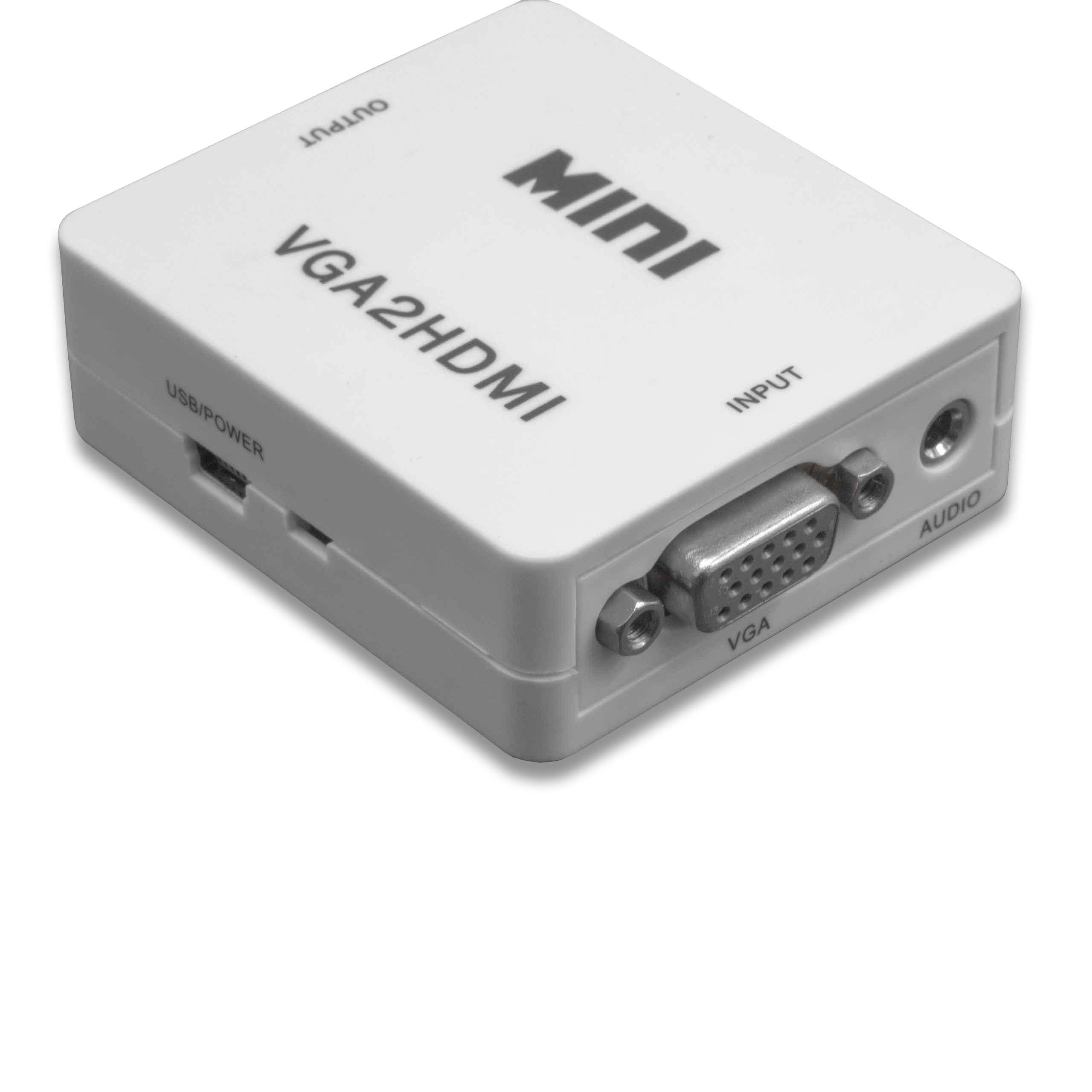 vhbw VGA auf HDMI Adapter Konverter für Monitor, TV, PC, Laptop, Display, Bildschirm, Fernseher, weiß