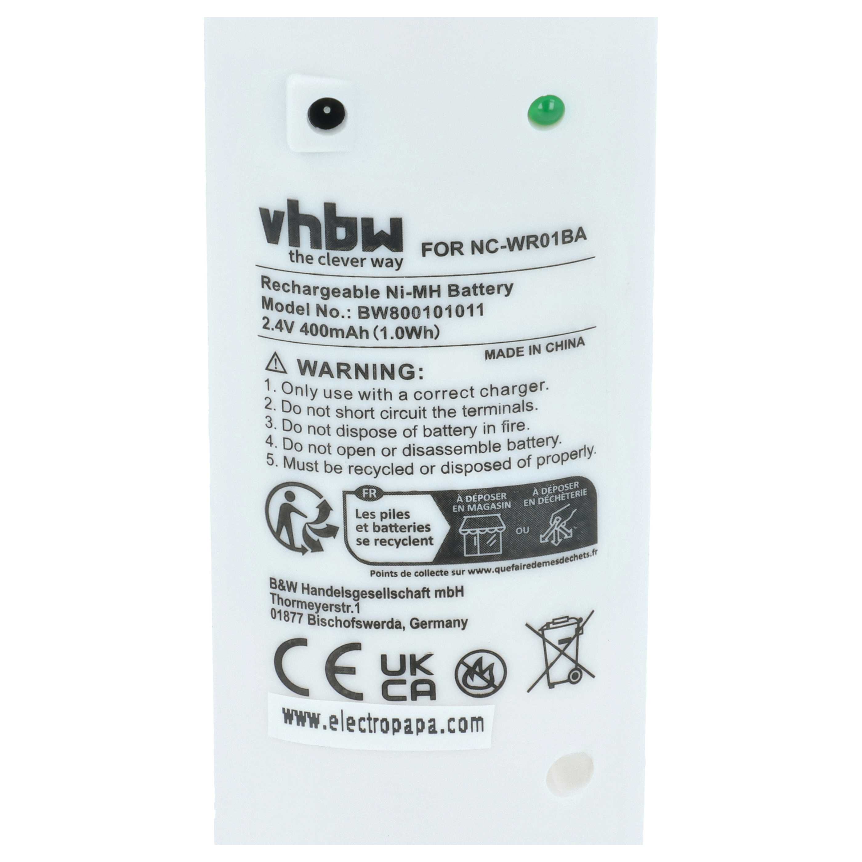 Akumulator do pada zamiennik Nintendo NC-WR01BA - 400 mAh, 2,4 V