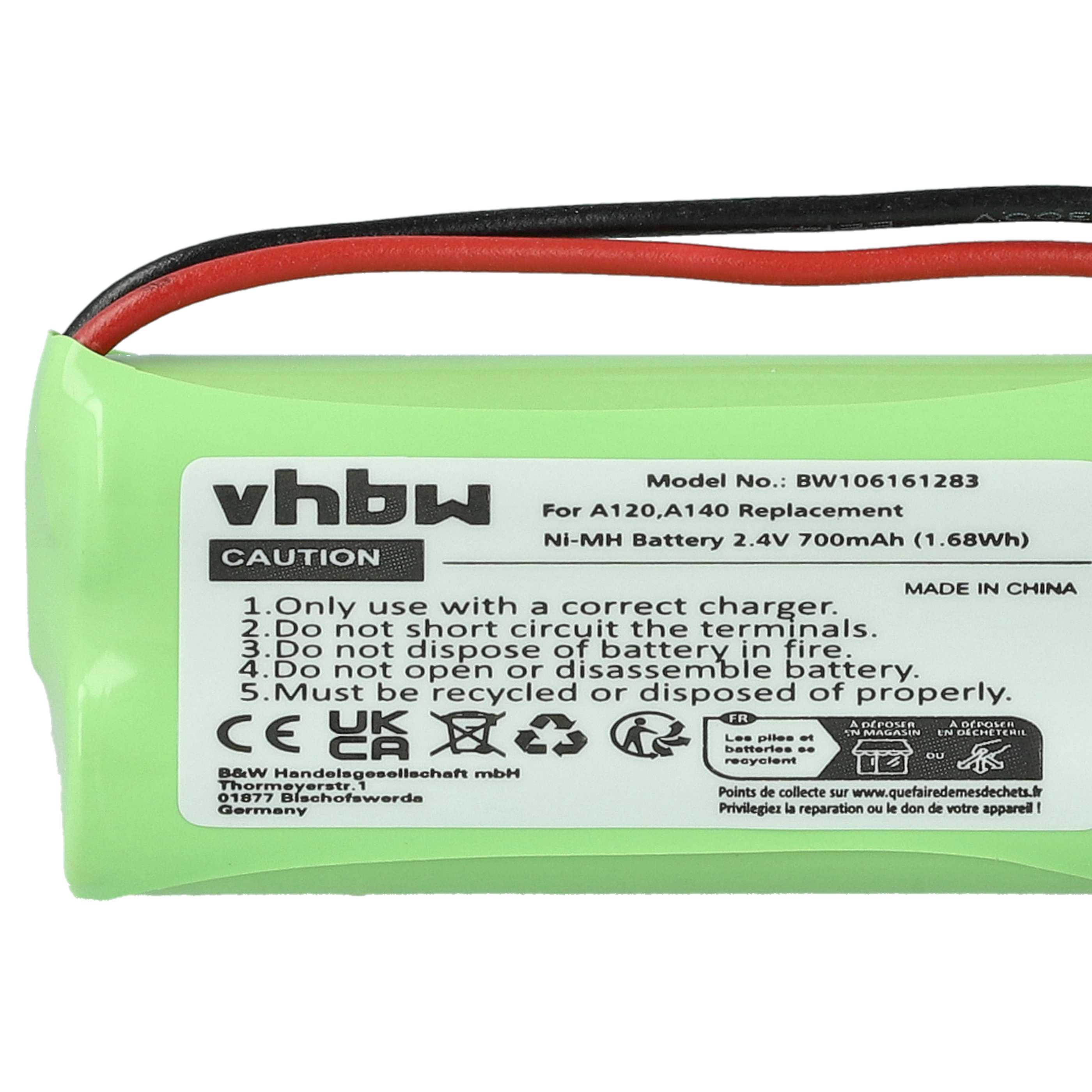 3x Batteries remplace 55AAAHR2BMX, 220382C1, 220436C1, 41AAAH2BMX pour téléphone T-Com - 700mAh 2,4V NiMH