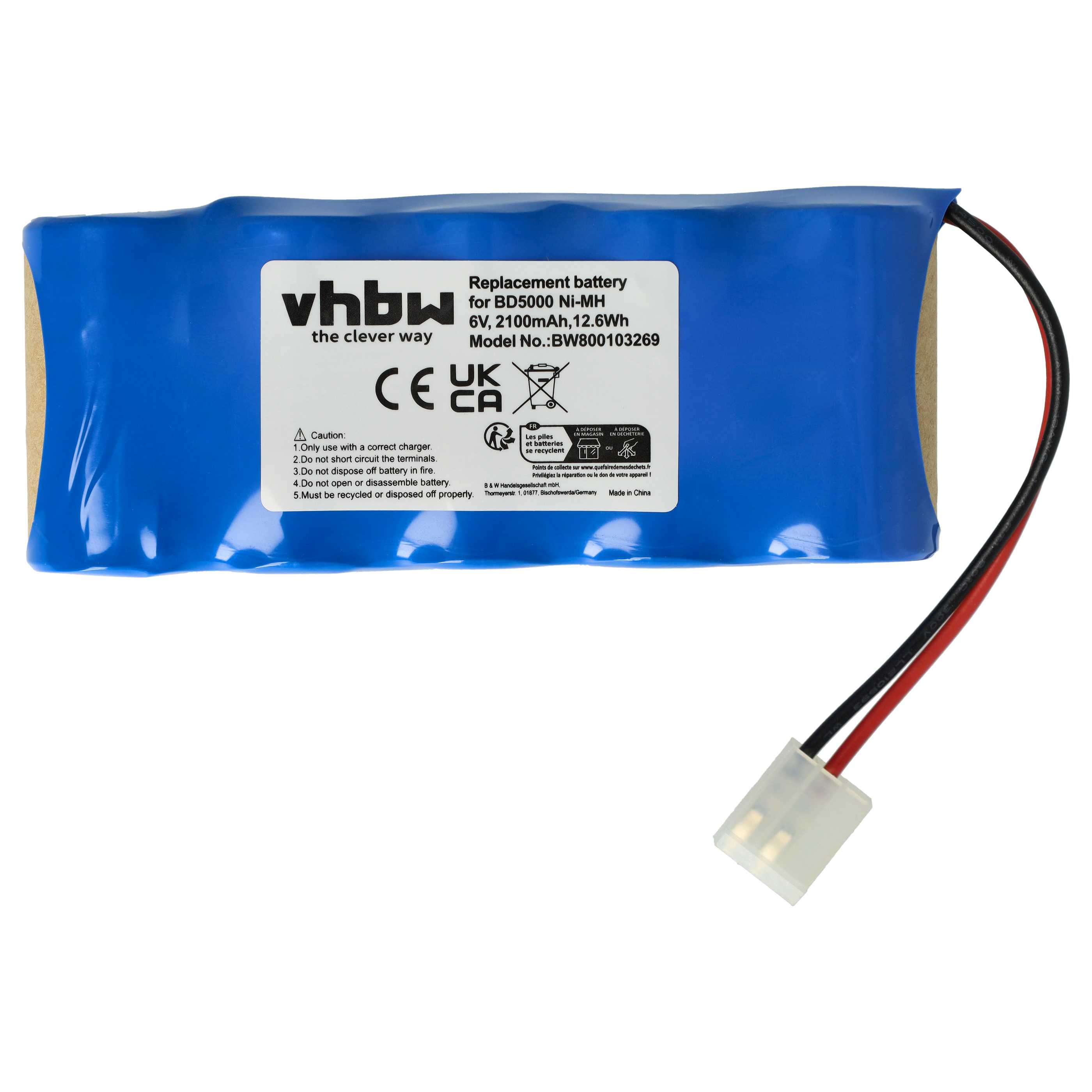 Batería reemplaza Bosch E-BRLX620-1-NC para diversos dispositivos (2100 mAh, 6 V, NiMH)