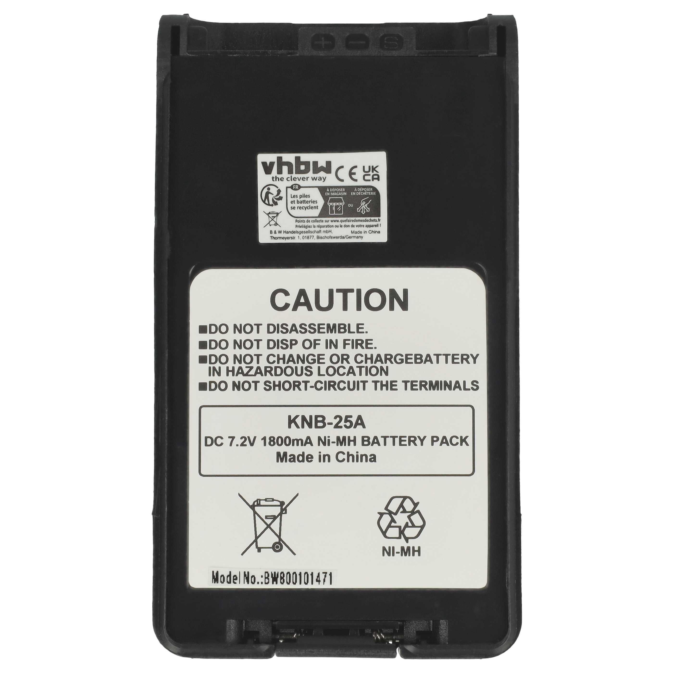 2x Batteria sostituisce Kenwood KNB-24L, KNB-24LX, KNB-24, KNB-24Li per dispositivo radio - 1800mAh 7,2V NiMH