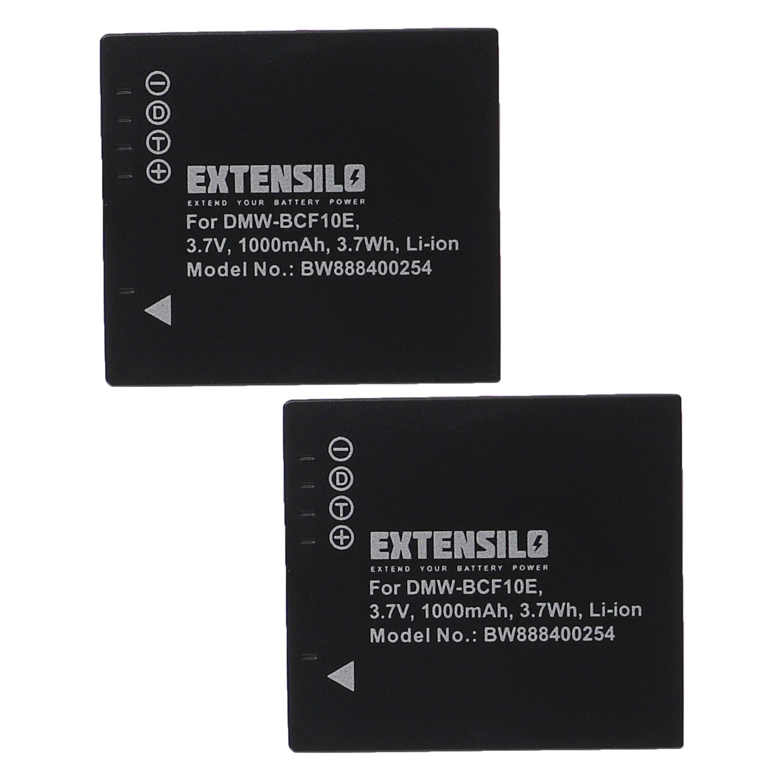 2x Battery replaces Panasonic CGA-S009E, CGA-S106C, CGA-S/106B, CGA-S/106C, CGA-S009 - 1000mAh, 3.7V, Li-Ion