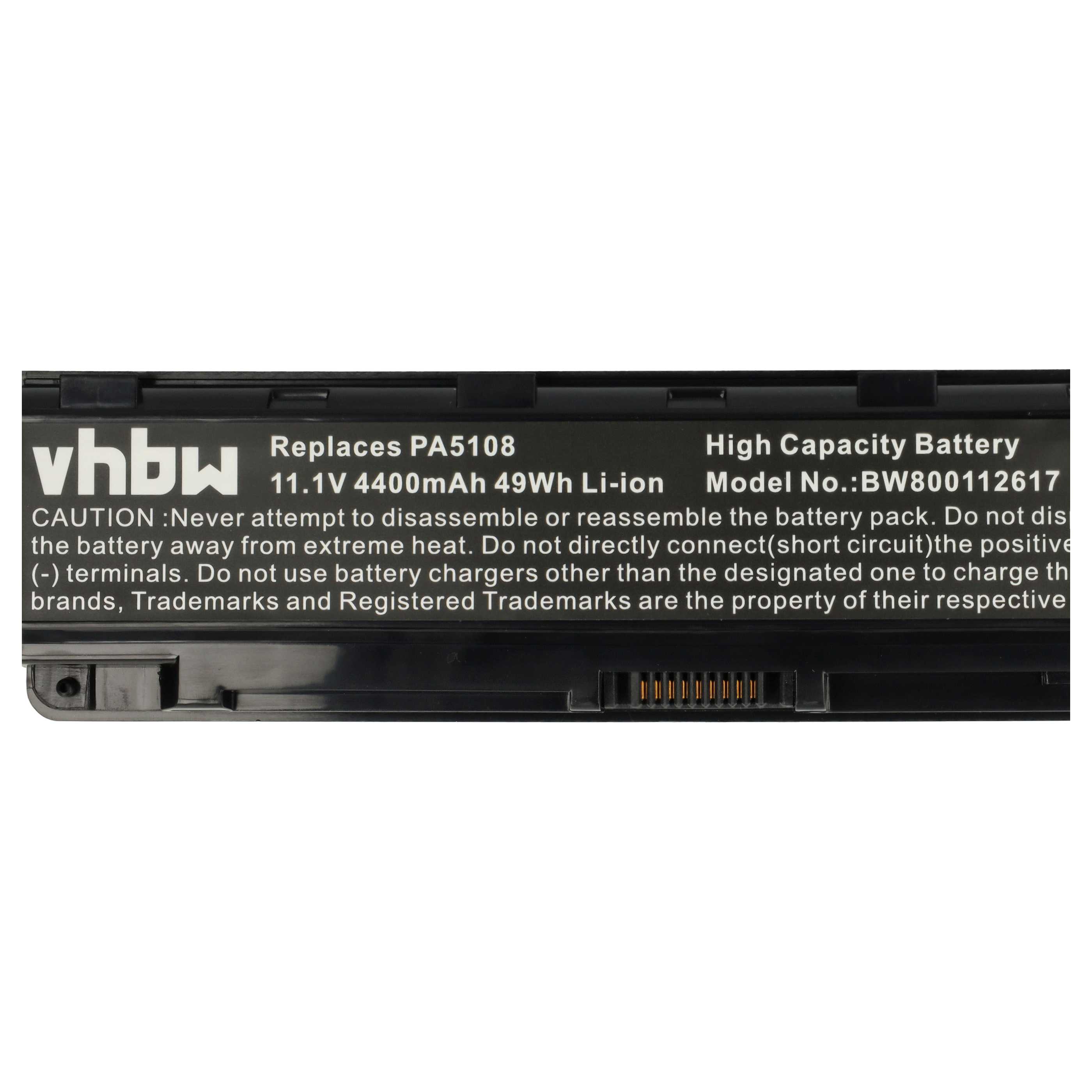 Akumulator do laptopa zamiennik Toshiba PA5109, PA5108, PA5108U-1BRS - 4400 mAh 10,8 V Li-Ion, czarny