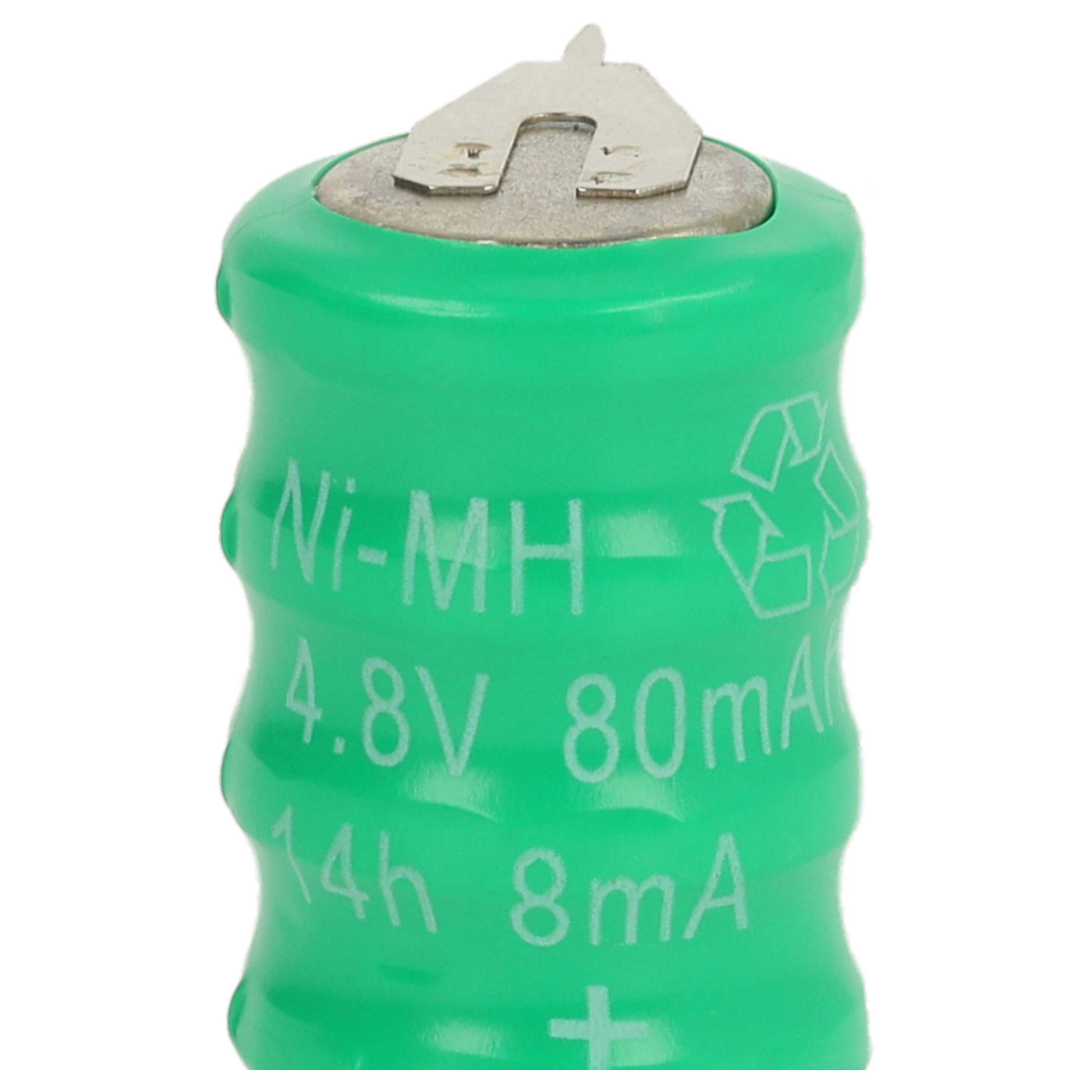 10x Button Cell Battery Type V80H 2 Pins for Model Building Solar Lamps etc. - 80 mAh 4.8 V NiMH
