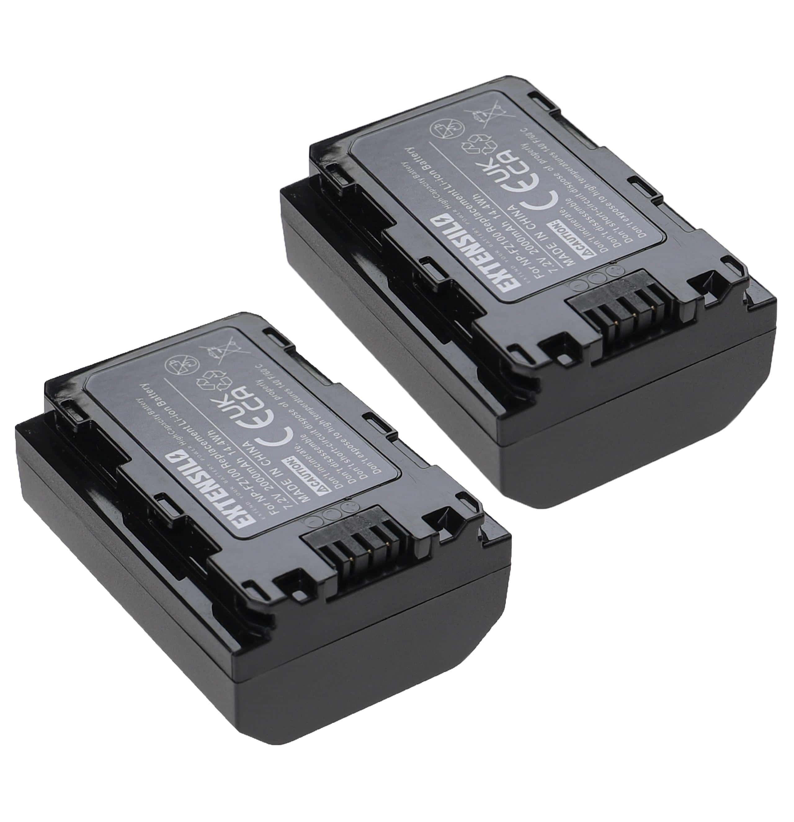 2x Battery replaces Sony NP-FZ100 - 2000mAh, 7.2V, Li-Ion