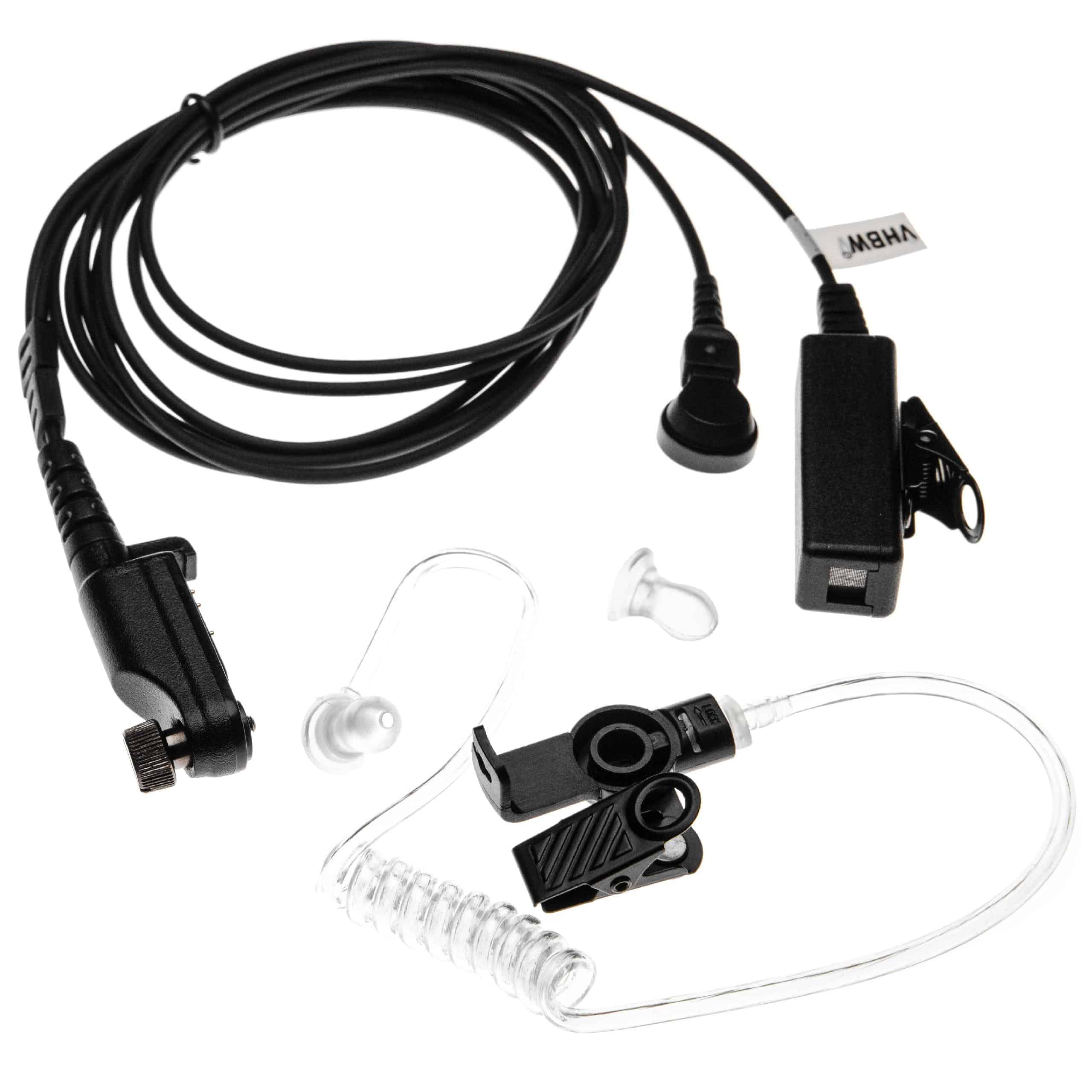 Oreillette de talkie-walkie pour HYT/Hytera PD600 et autres - Avec microphone PTT + support clip, noir