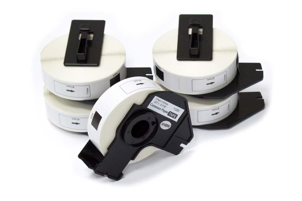 5x Label Roll replaces Brother DK-11203 Labeller - 17 mm x 87 mm + Holder