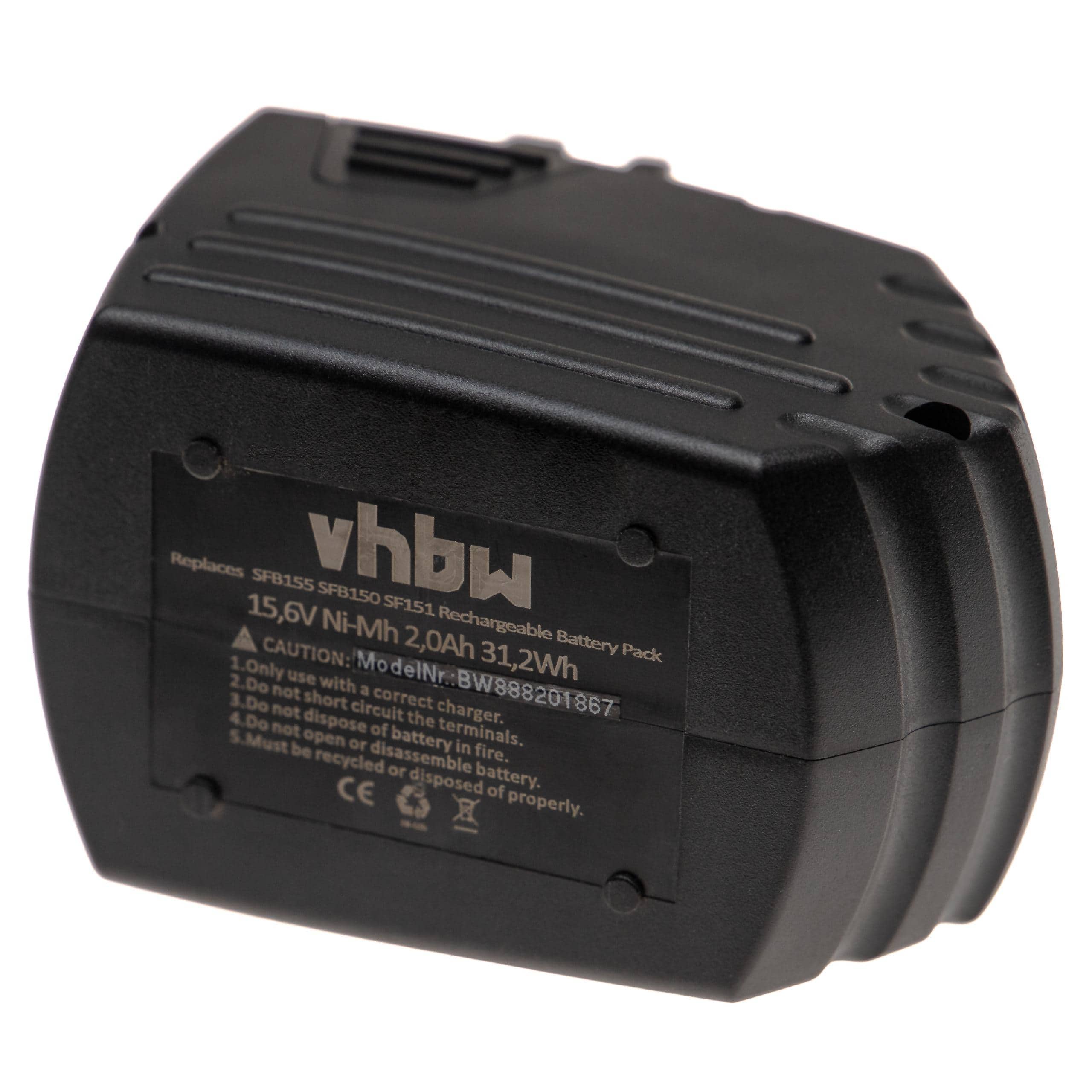 Batterie remplace Hilti SFB155, SFB150 pour outil électrique - 2000 mAh, 15,6 V, NiMH