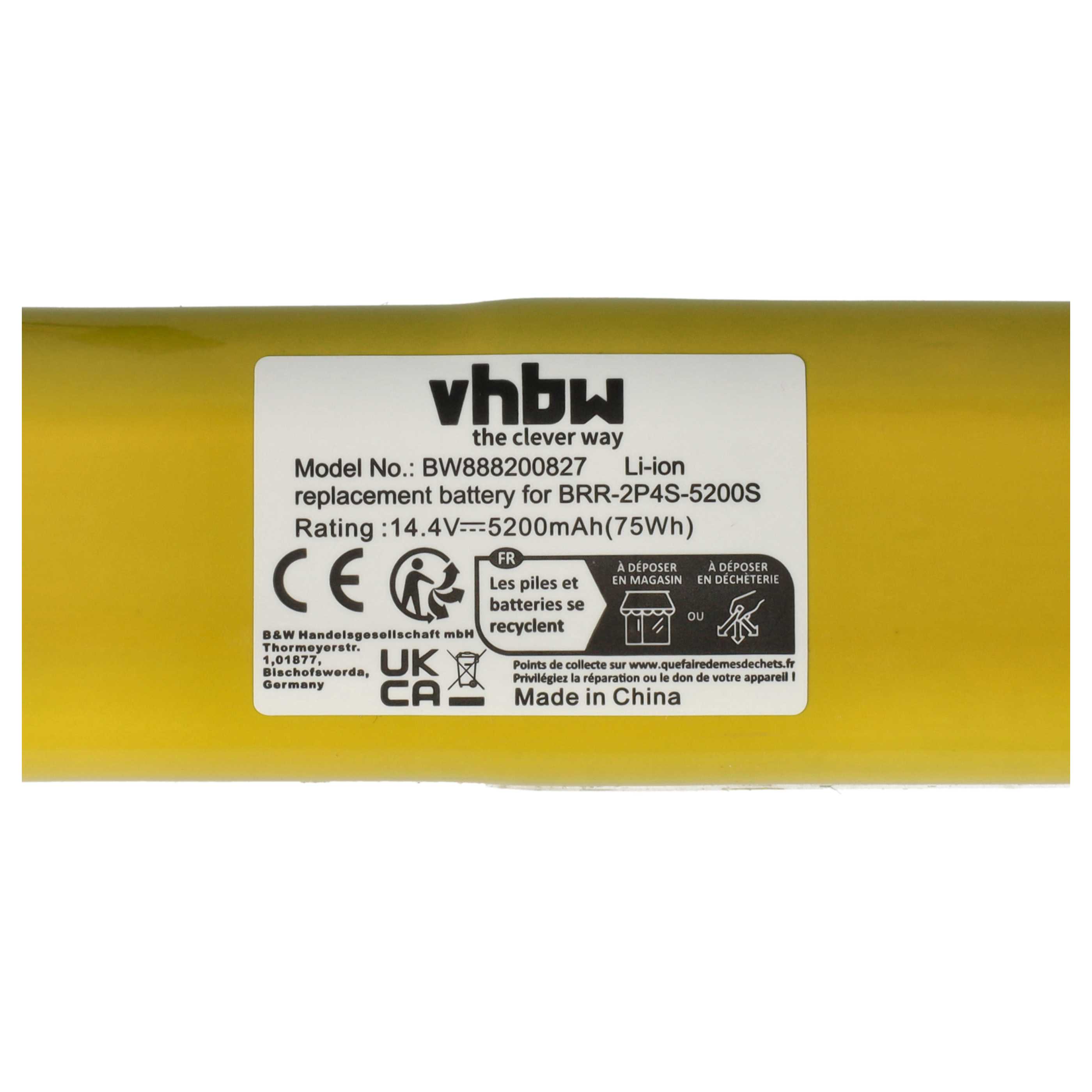 Battery replaces Xiaomi STYTJ01ZHM, BRR-2P4S-5200S, P2008-4S2P-MMBK for Dreame etc. 5200mAh, 14.4V, Li-Ion