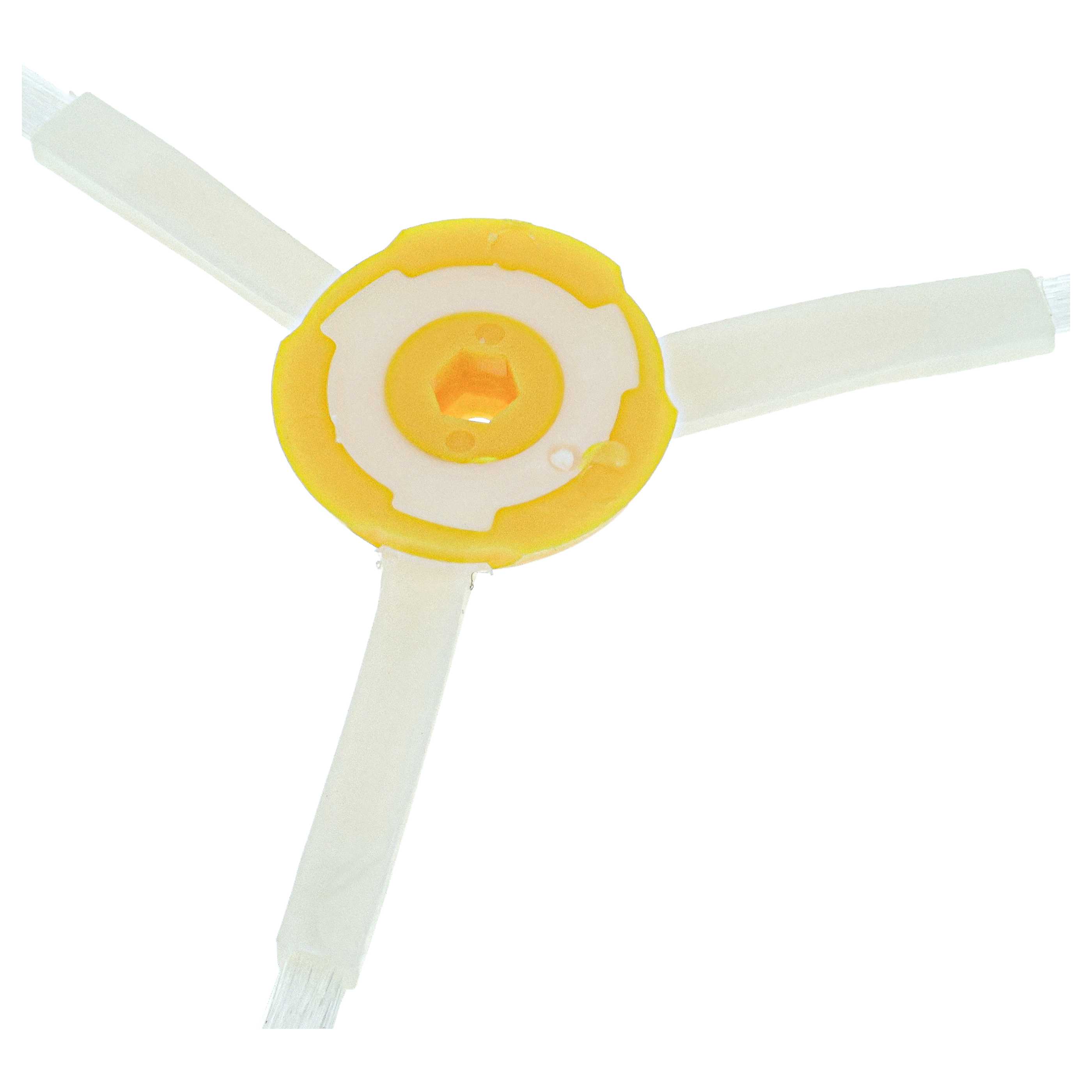 3x Side Brush suitable for iRobot Roomba 866, 876, 900, 960 Robot Vacuum Cleaner - 3-armed, white, yellow